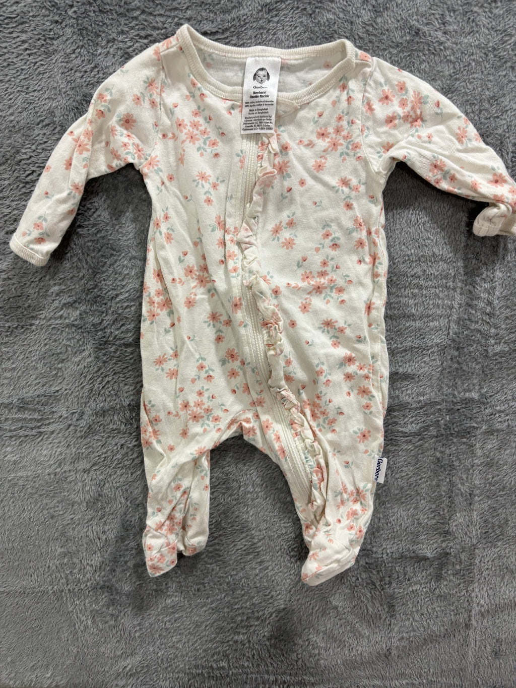 Newborn Baby Girl Clothes Lot 10 Pieces Zip Sleepers & Bodysuits Floral Pastel