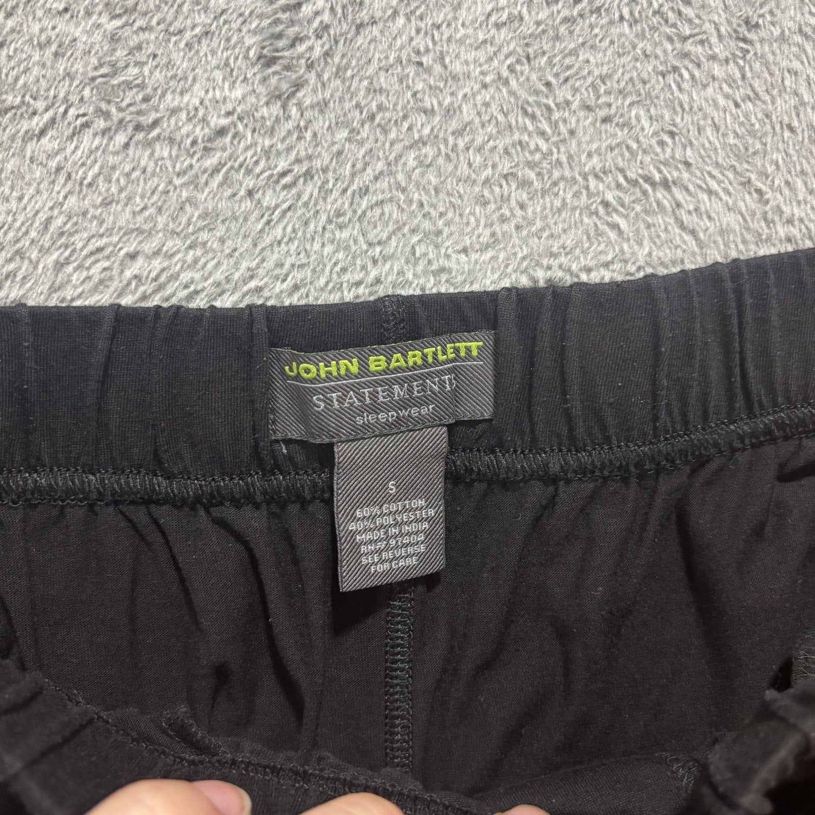 John Bartlett Statements S Black Sleepwear Pants Mens Lounge Drawstring Comfort
