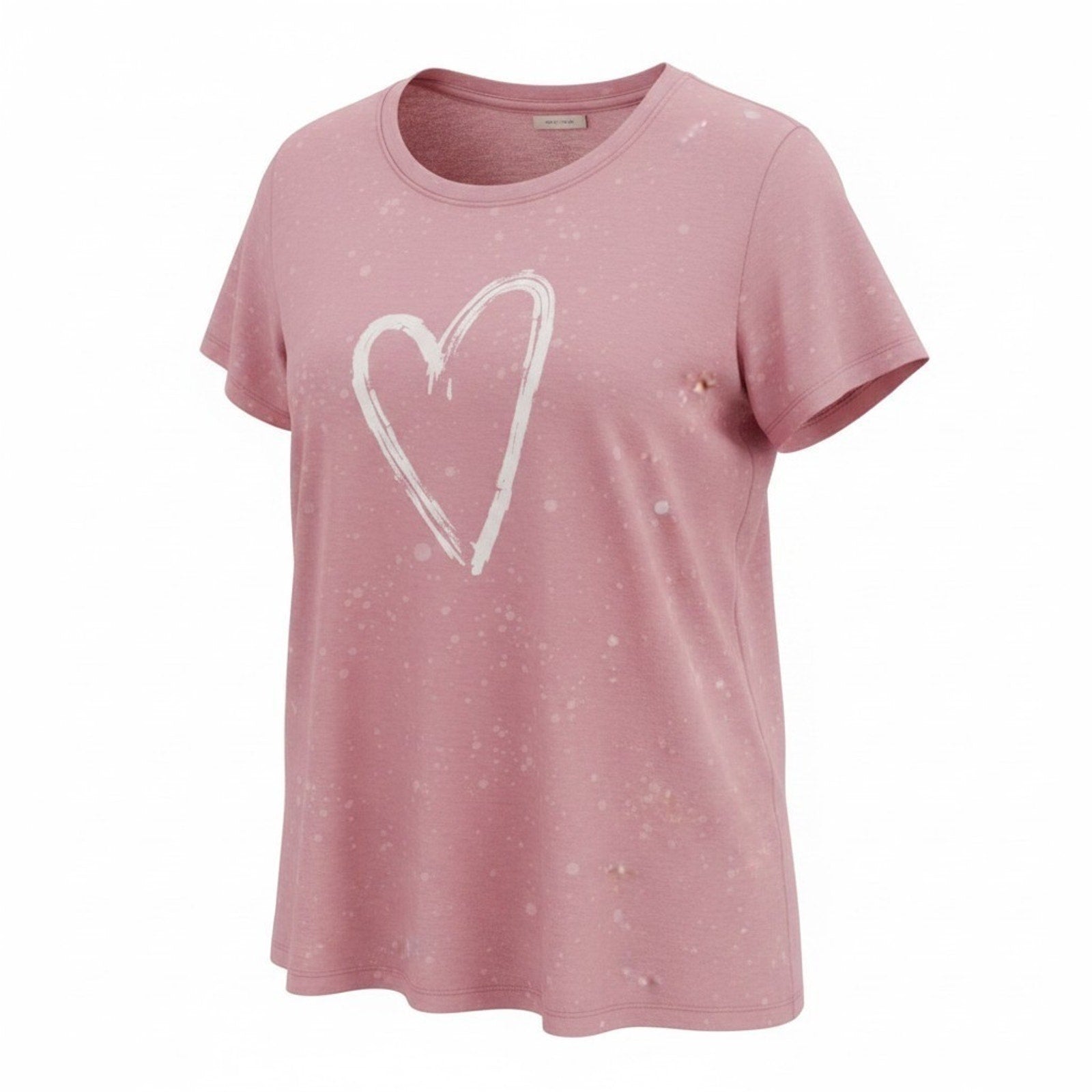 Maurices Womens XXL Pink Heart Graphic Tee Bleach Splatter T-Shirt Boho Casual