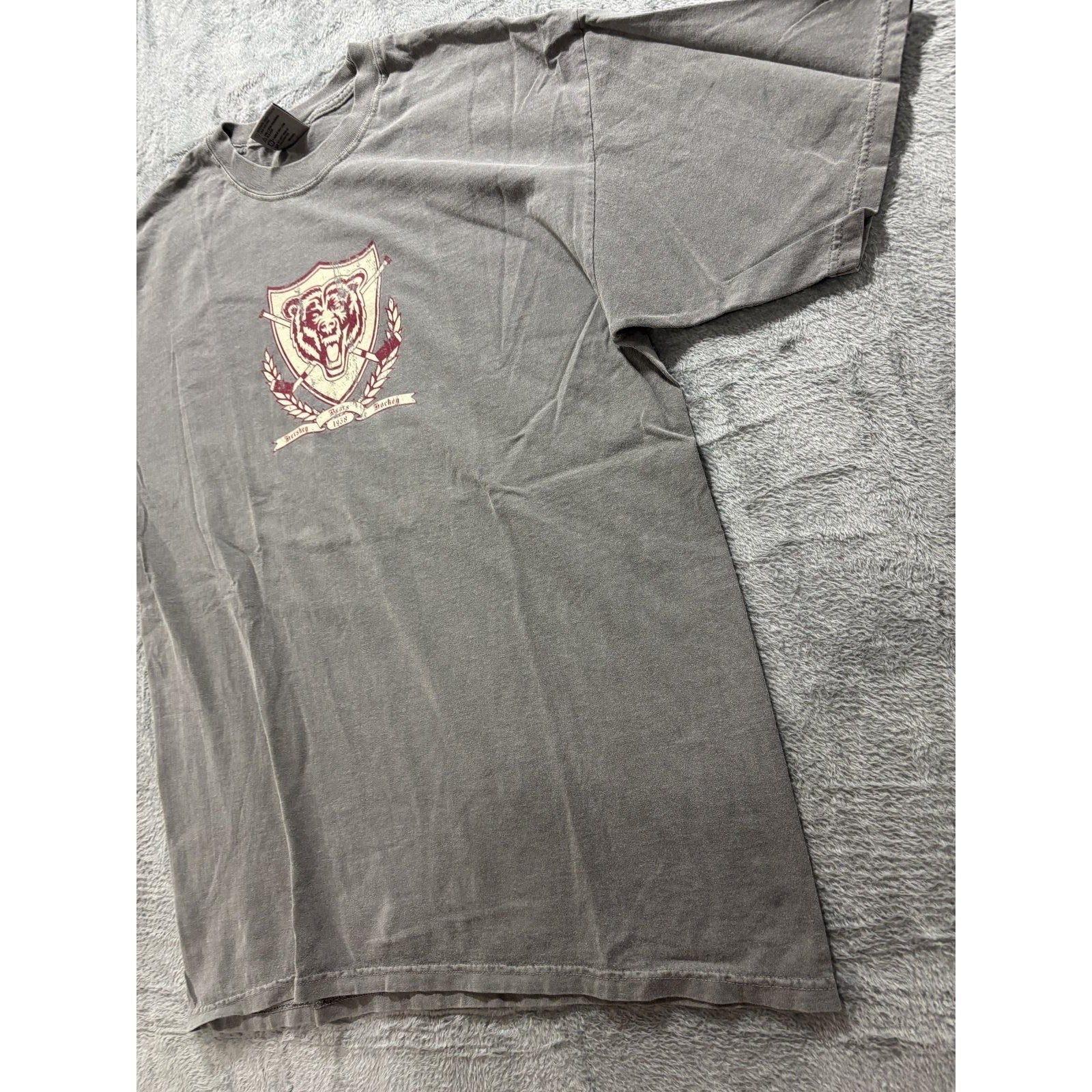 Comfort Colors L Gray Hershey Bears Hockey Graphic T-Shirt Womens Vintage Casual