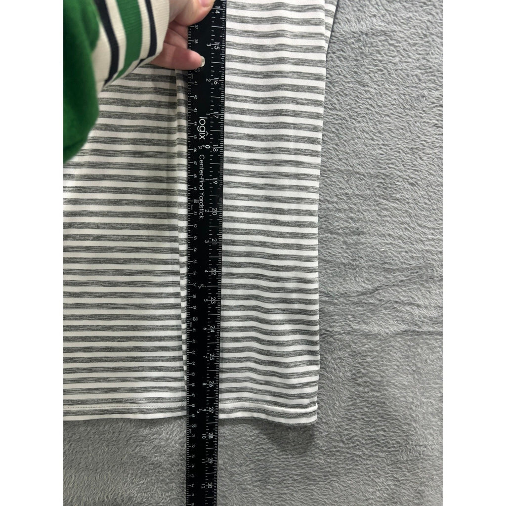 ZeroXposur Polo Shirt Women M Gray Striped Athletic Golf Stretch Lightweight