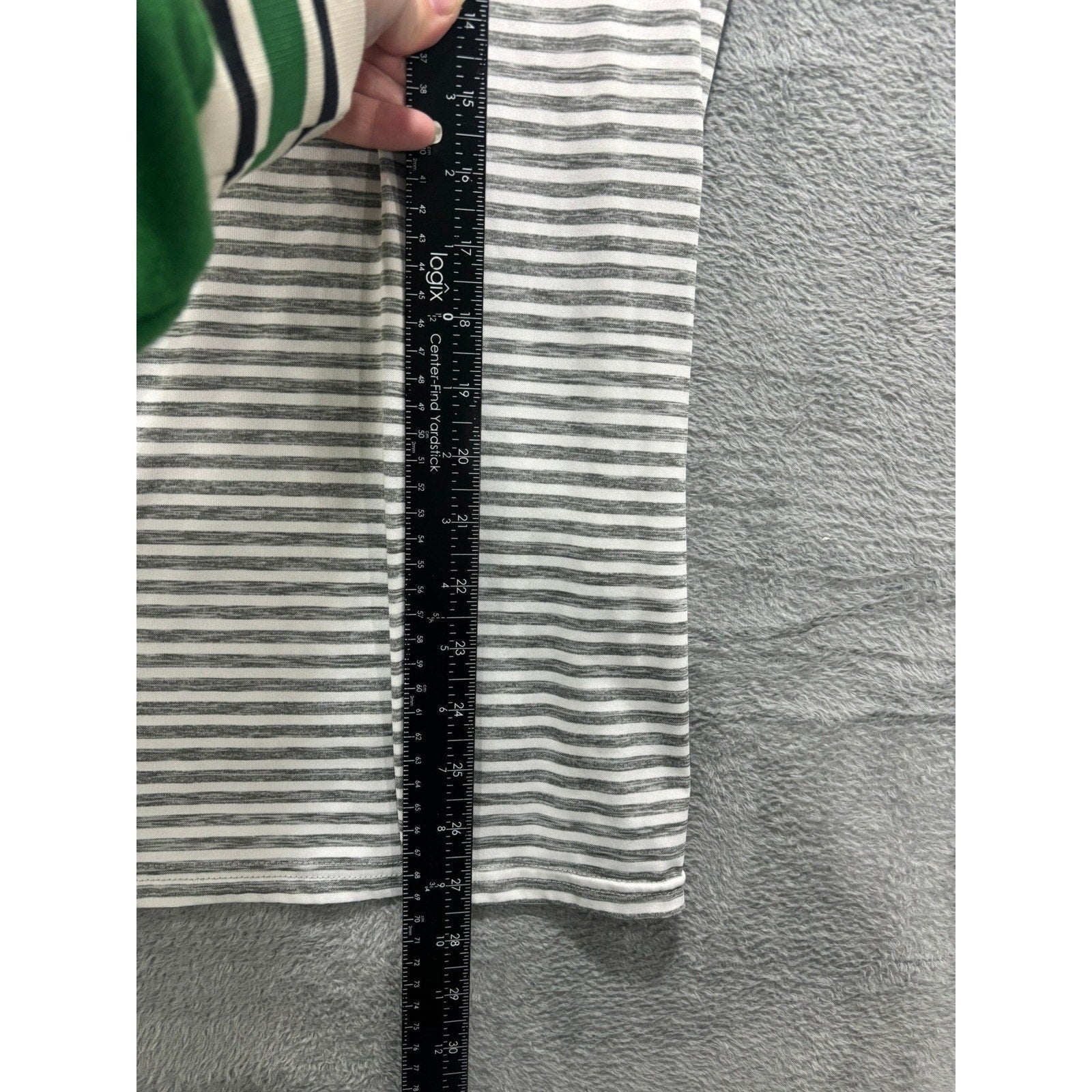 ZeroXposur Polo Shirt Women M Gray Striped Athletic Golf Stretch Lightweight