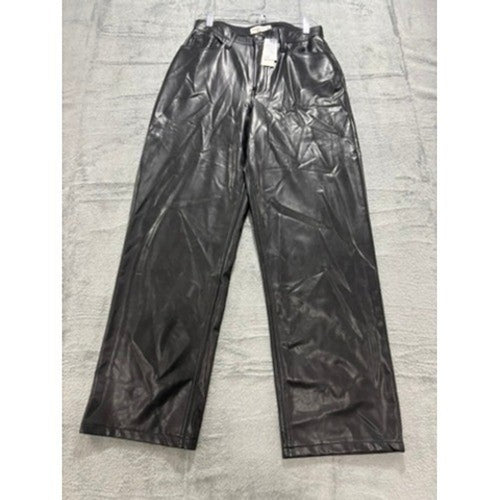 Abercrombie & Fitch Curve Love Loose High Rise Vegan Leather Pants Black 29 8