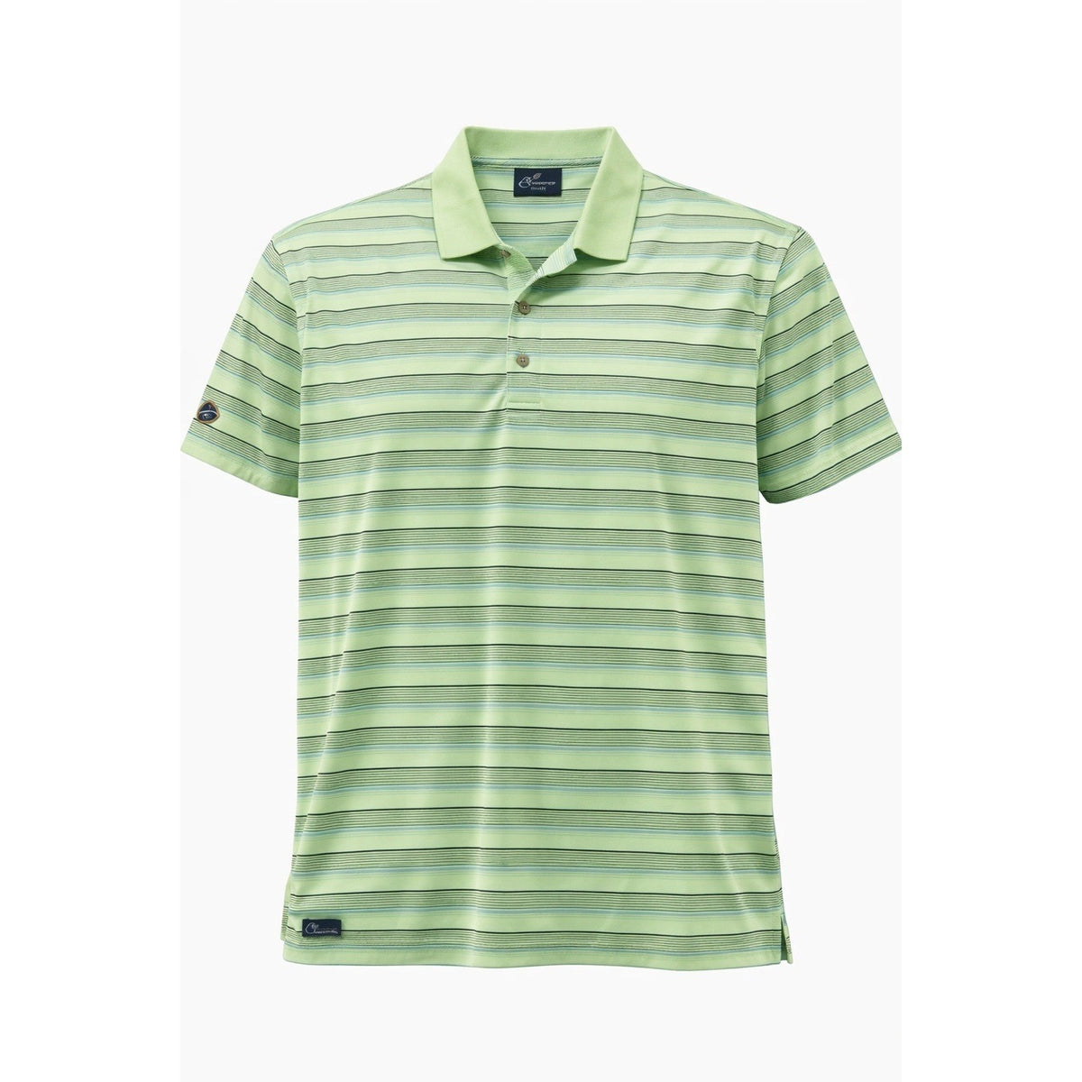 Cleveland Classics Golf Polo Shirt Mens XXLT Green Striped Performance Stretch