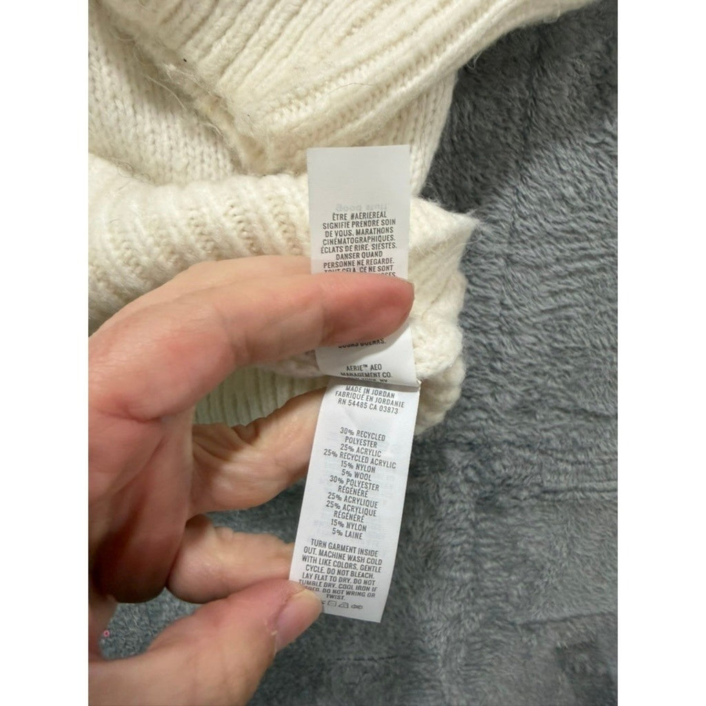 Aerie Fair Isle Sweater Womens L Oversized Nordic Quarter Zip Chunky Cozy