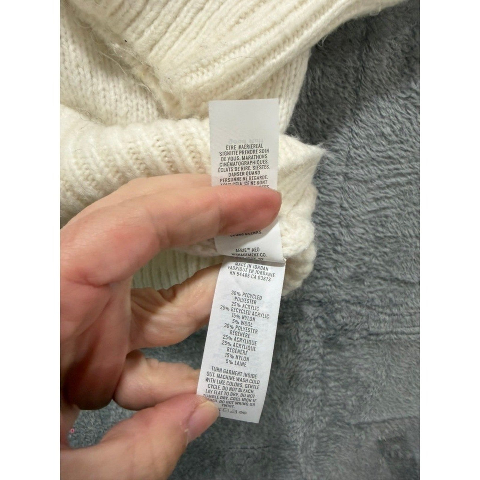 Aerie Fair Isle Sweater Womens L Oversized Nordic Quarter Zip Chunky Cozy