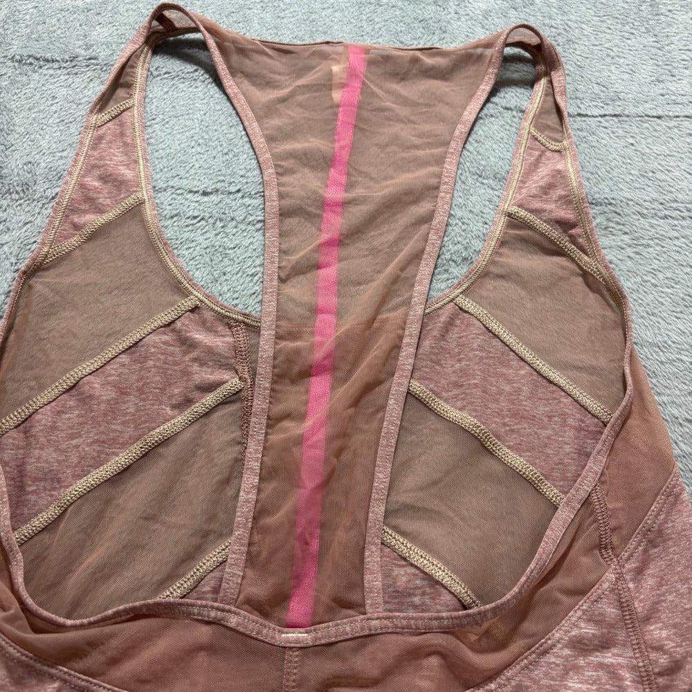 Lululemon Womens 4 Pink Racerback Mesh Panel Yoga Tank Top Athleisure Casual