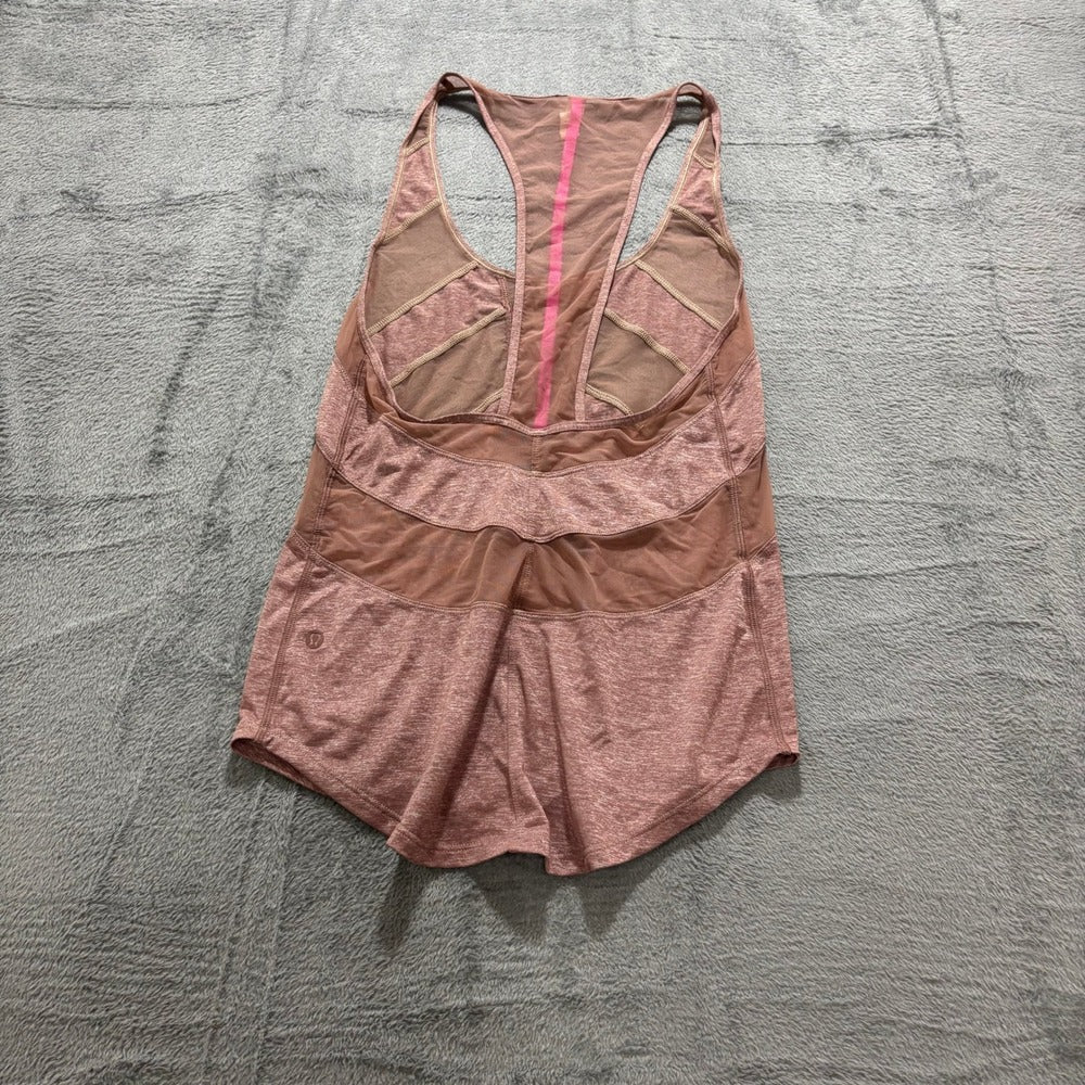 Lululemon Womens 4 Pink Racerback Mesh Panel Yoga Tank Top Athleisure Casual