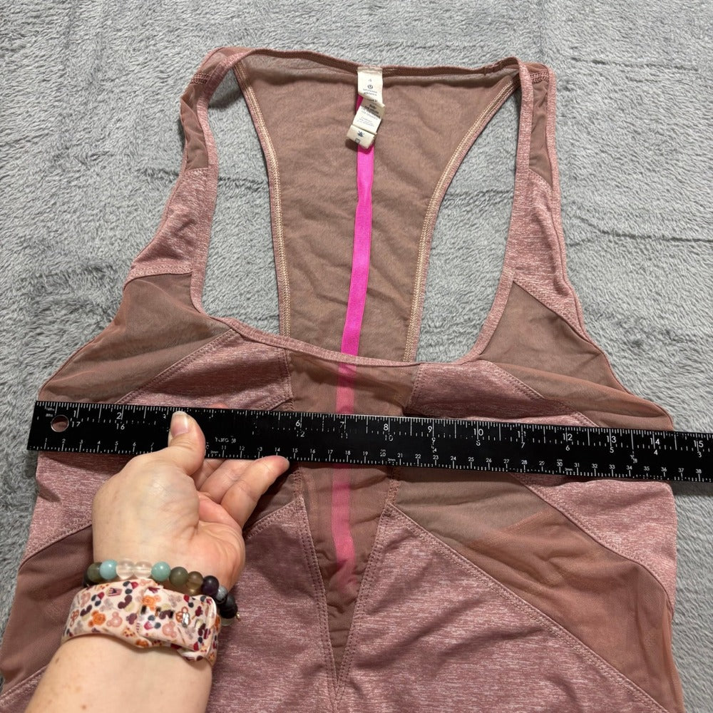 Lululemon Womens 4 Pink Racerback Mesh Panel Yoga Tank Top Athleisure Casual