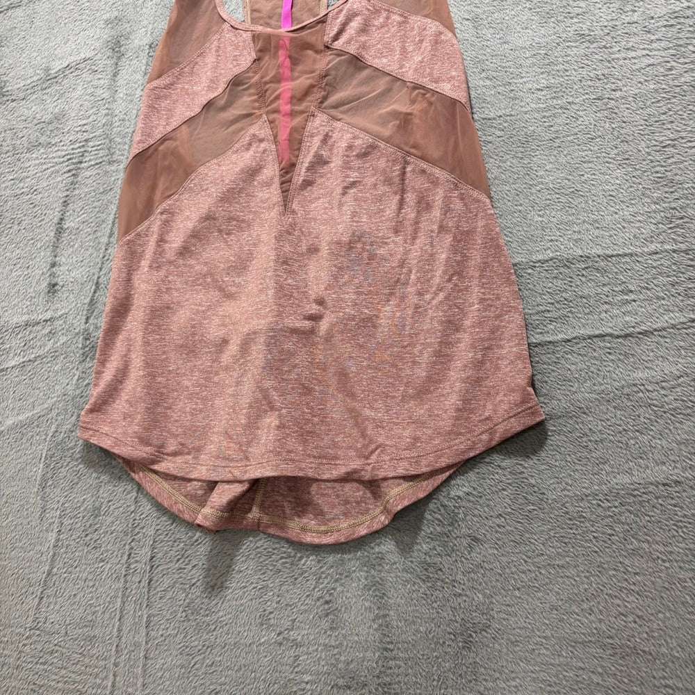 Lululemon Womens 4 Pink Racerback Mesh Panel Yoga Tank Top Athleisure Casual