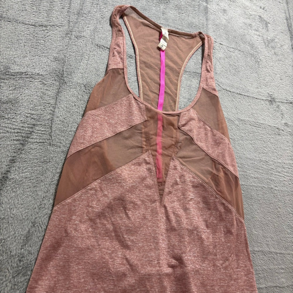 Lululemon Womens 4 Pink Racerback Mesh Panel Yoga Tank Top Athleisure Casual