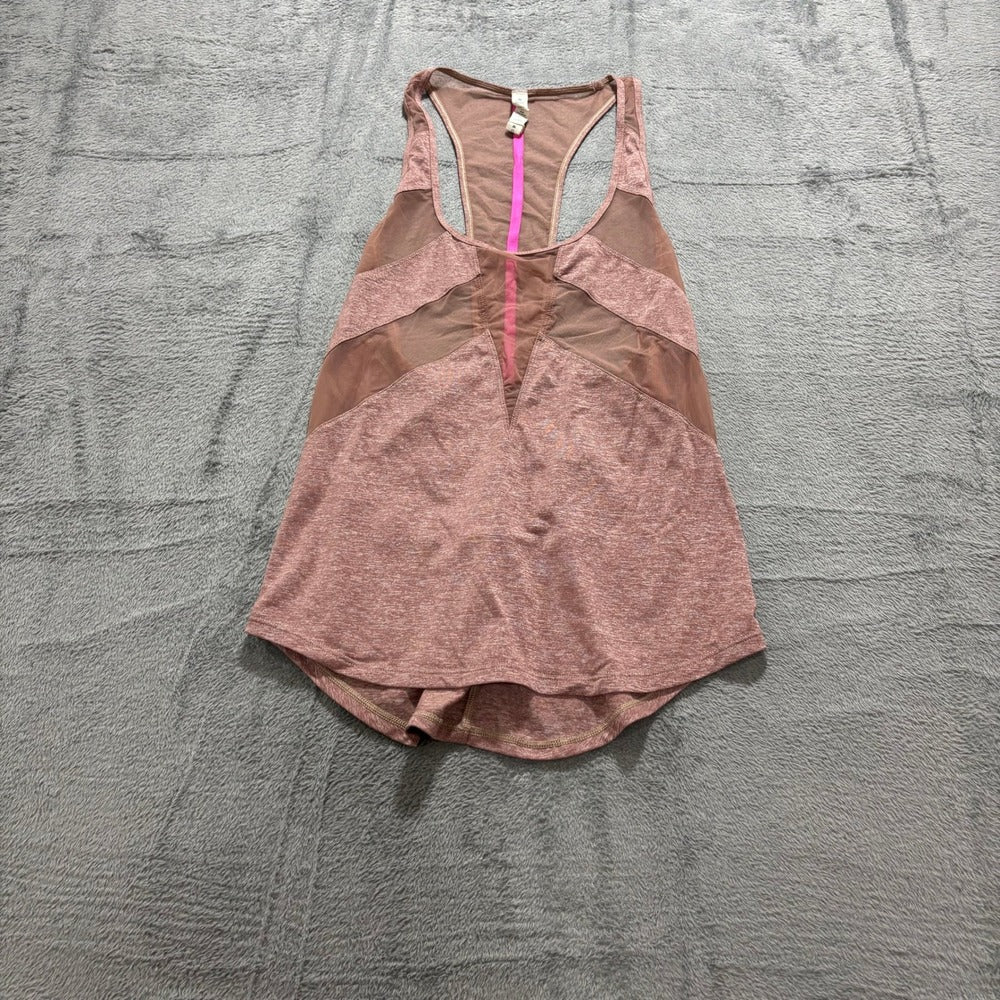 Lululemon Womens 4 Pink Racerback Mesh Panel Yoga Tank Top Athleisure Casual