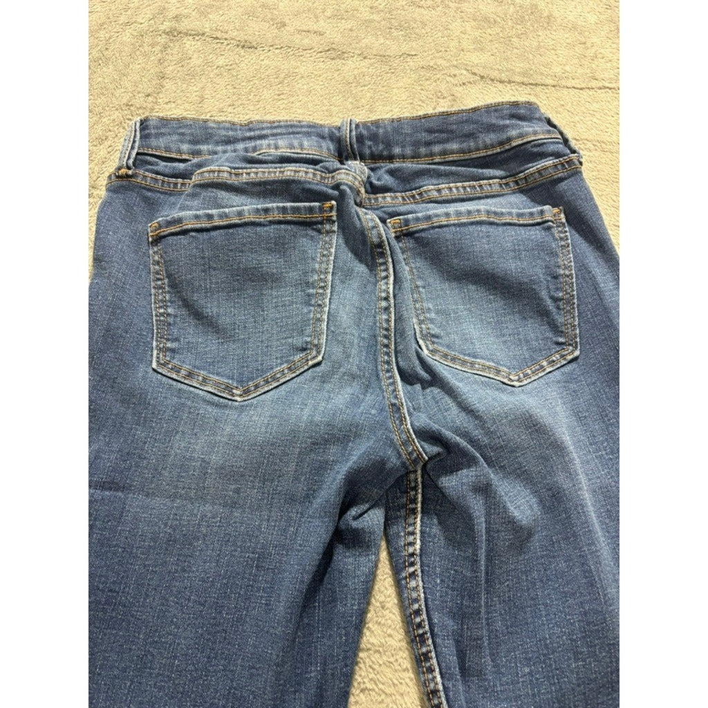 Old Navy Rockstar Super Skinny Jeans Womens 6 Medium Wash Raw Hem Ankle Slit