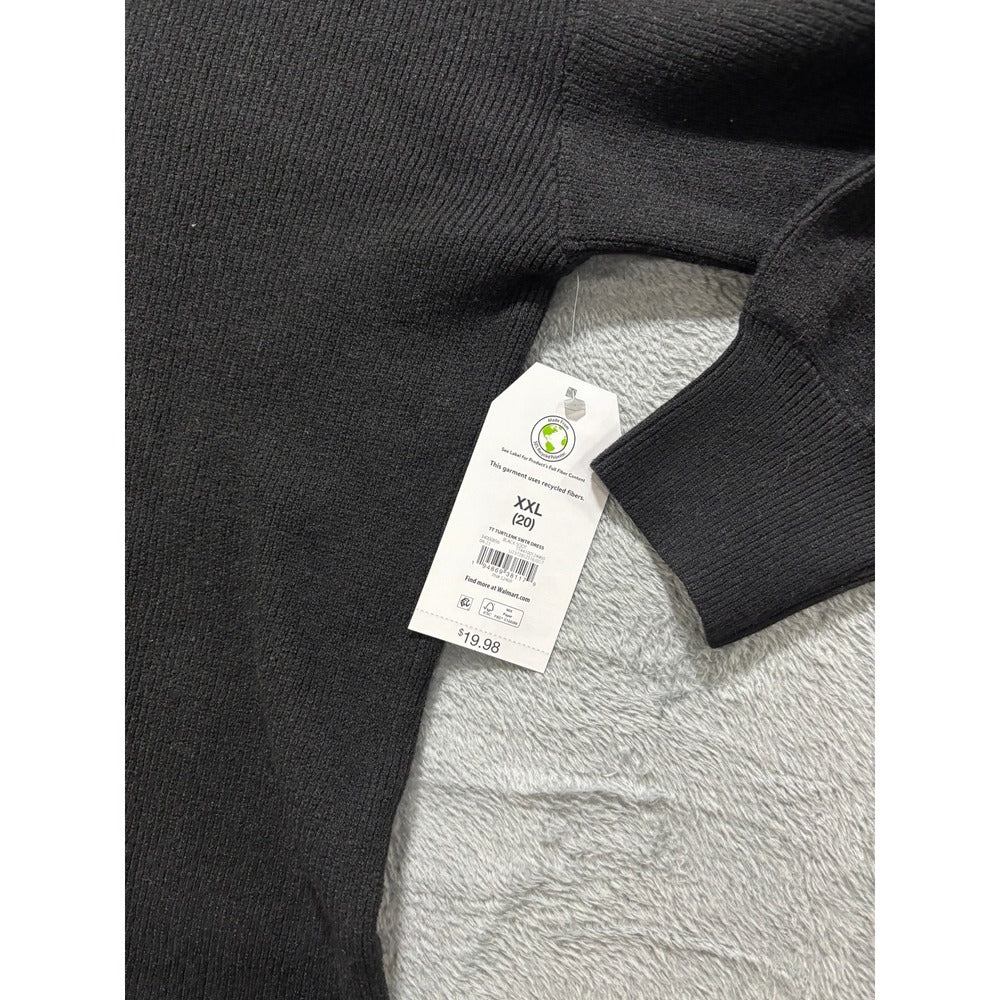 Time and Tru XXL Black Womens Turtleneck Sweater Dress Casual Cozy Boho