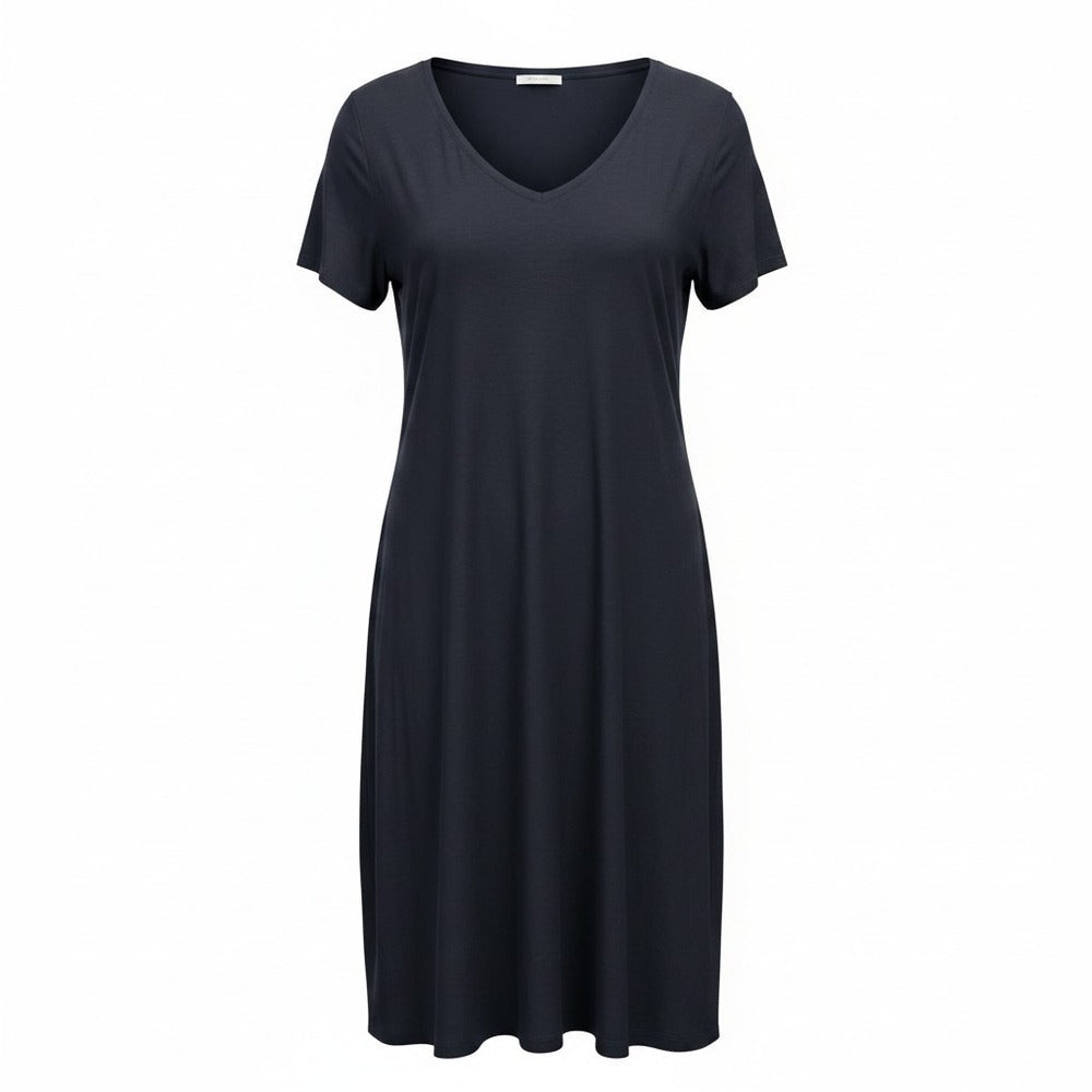 Daily Ritual Womens XXL Black Short Sleeve V-Neck T-Shirt Dress Casual Midi
