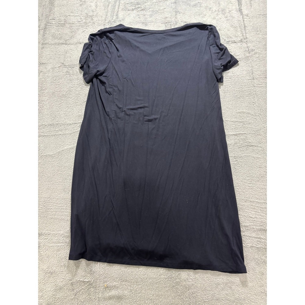 Daily Ritual Womens XXL Black Short Sleeve V-Neck T-Shirt Dress Casual Midi