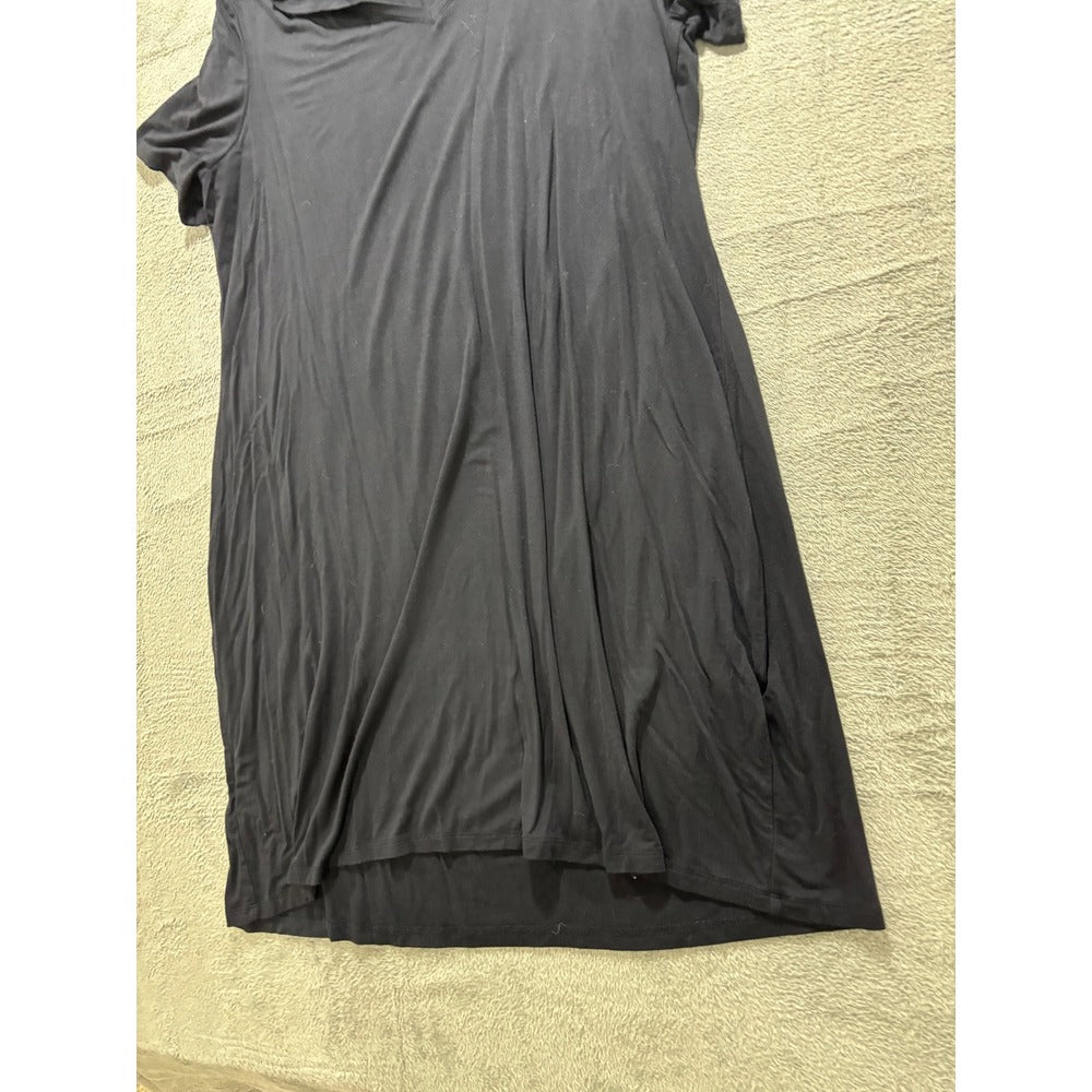 Daily Ritual Womens XXL Black Short Sleeve V-Neck T-Shirt Dress Casual Midi