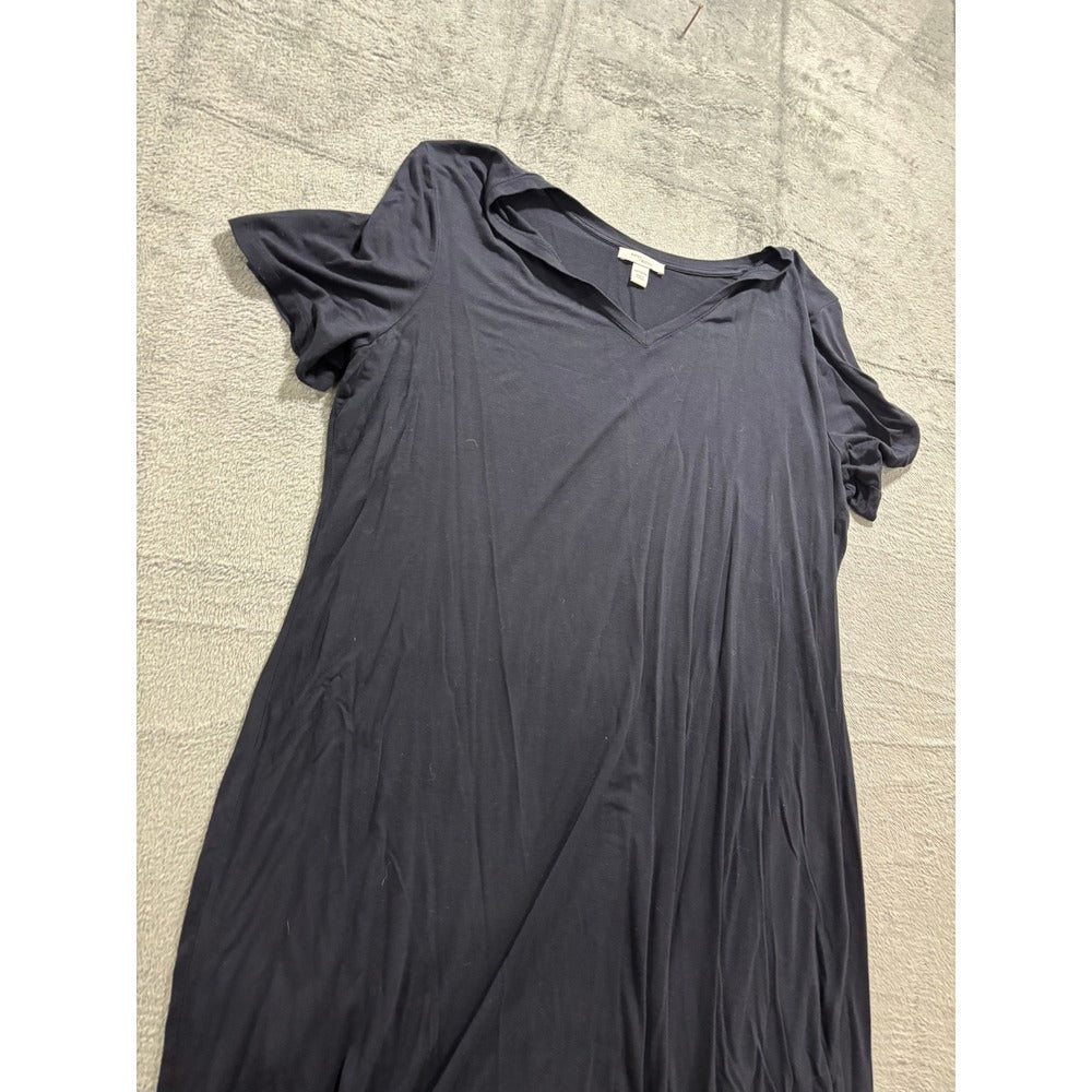Daily Ritual Womens XXL Black Short Sleeve V-Neck T-Shirt Dress Casual Midi