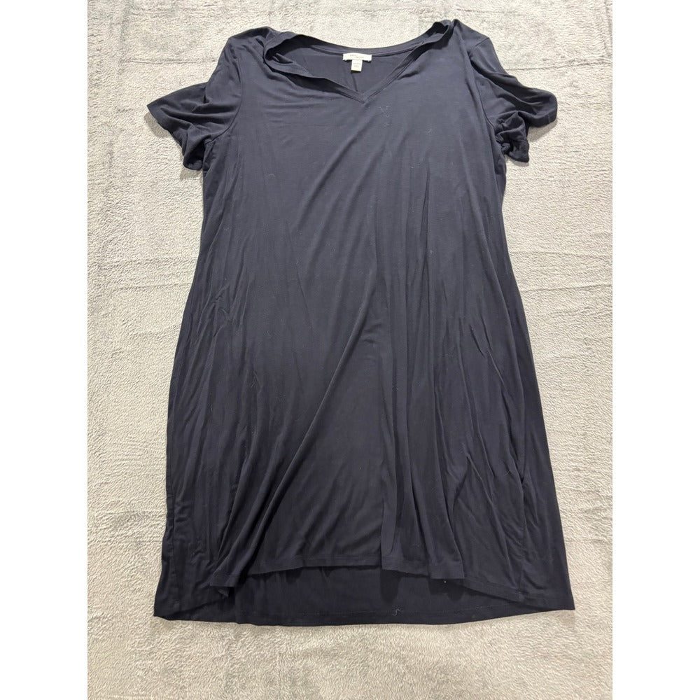 Daily Ritual Womens XXL Black Short Sleeve V-Neck T-Shirt Dress Casual Midi