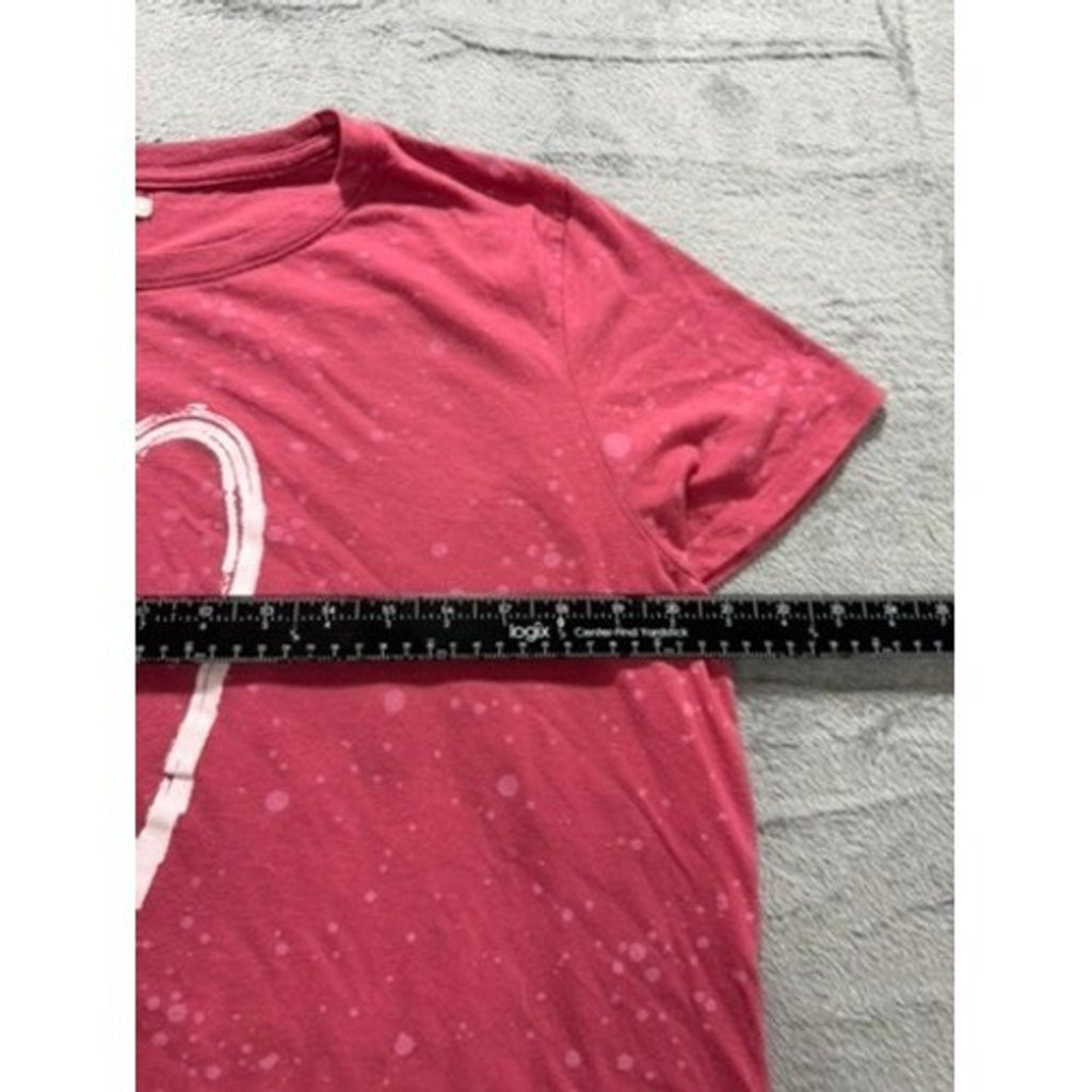 Maurices Womens XXL Pink Heart Graphic Tee Bleach Splatter T-Shirt Boho Casual