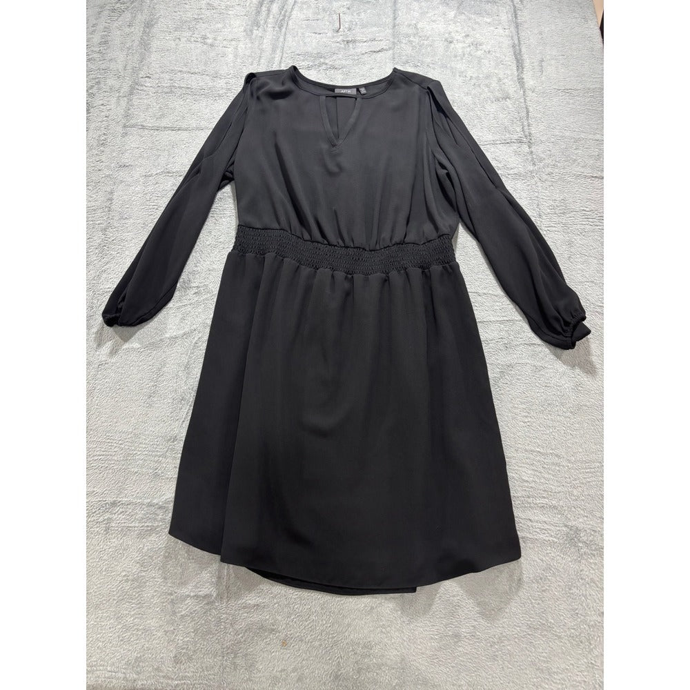Apt. 9 Womens 16W Black Cold Shoulder Dress Casual Preppy LBD Plus Size