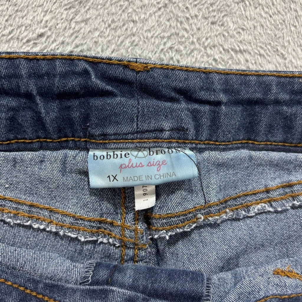 Bobbie Brooks 1X Womens Dark Wash Blue Denim Skinny Jeans Casual Plus Size