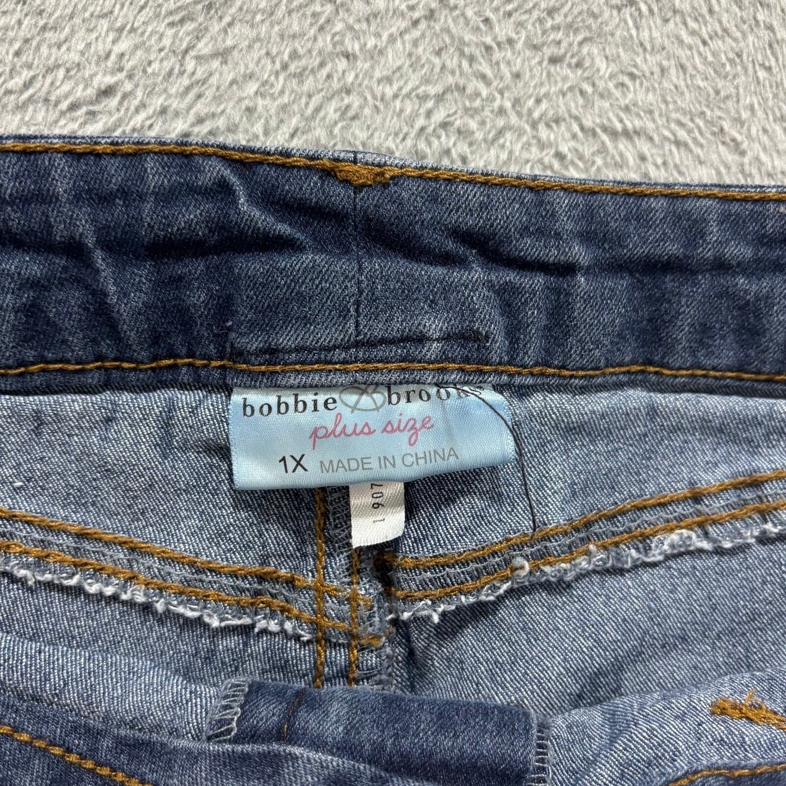 Bobbie Brooks 1X Womens Dark Wash Blue Denim Skinny Jeans Casual Plus Size