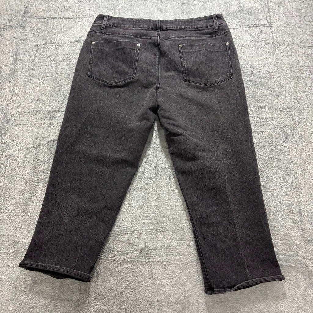Faded Glory Womens 16 Black Denim Cropped Jeans Casual Boho Capri Pants