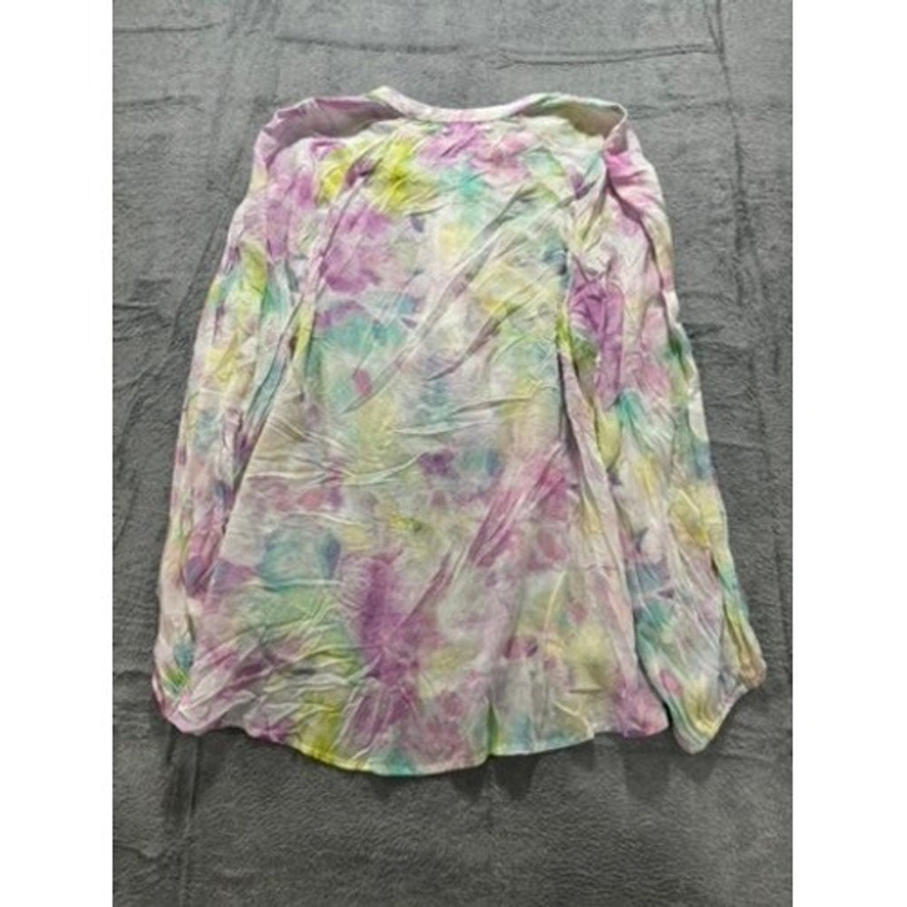 Adyson Parker Blouse Womens 1X Boho Watercolor Pastel Rayon Flowy Top