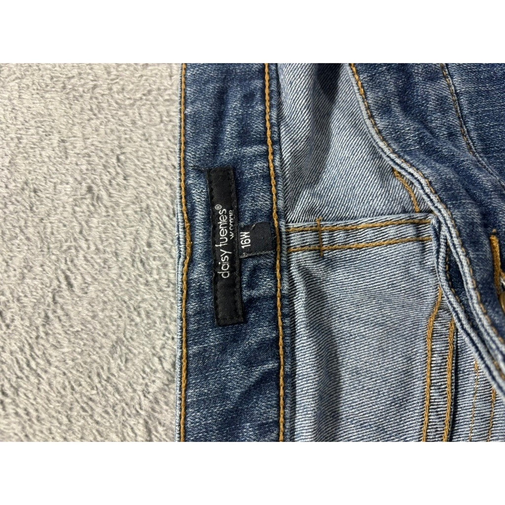 Daisy Fuentes Blue Bootcut Jeans Womens 16W Medium Wash Mid Rise Stretch Plus