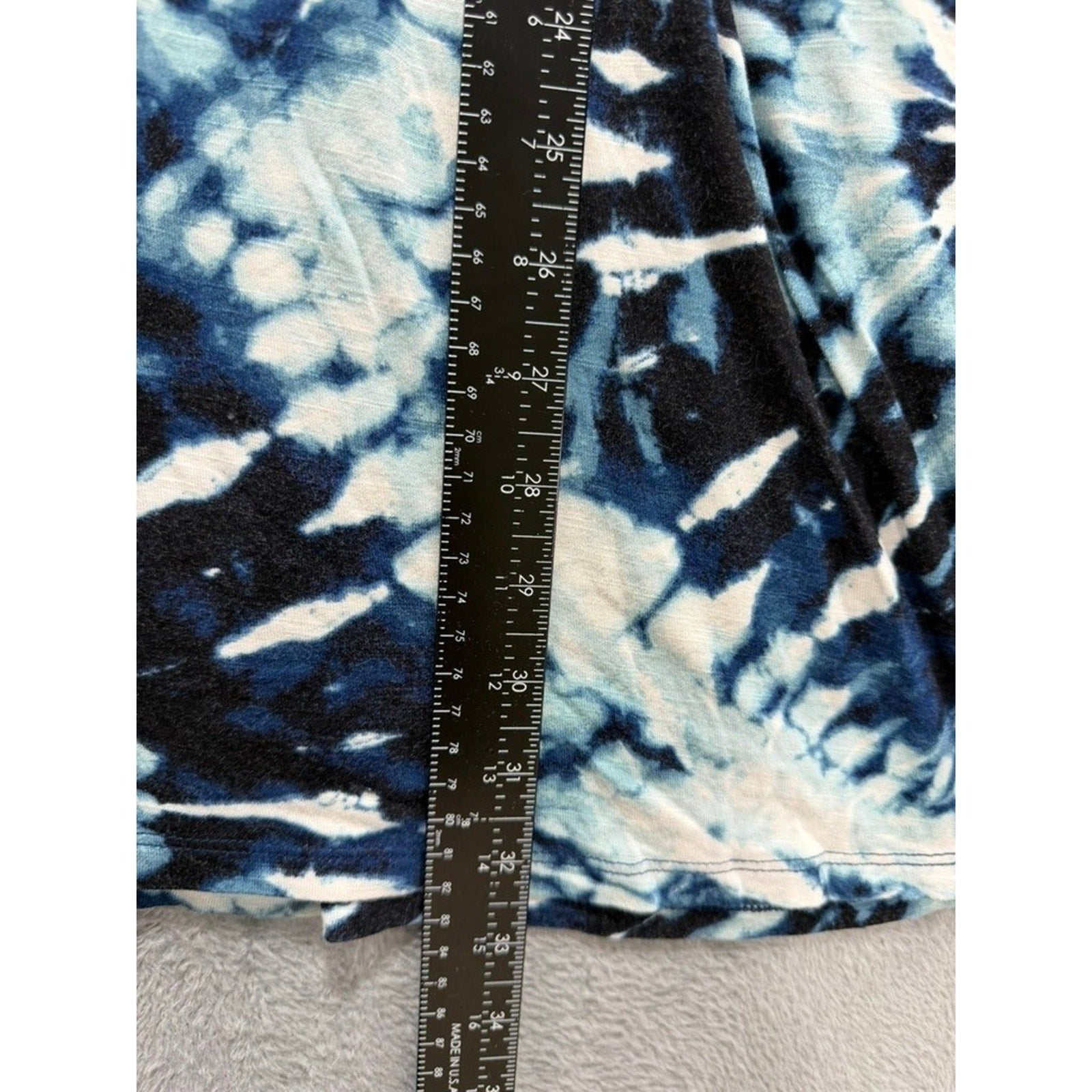 LuLaRoe Blue Black Tie Dye Button Front V-Neck Mini Dress Womens Large Festival
