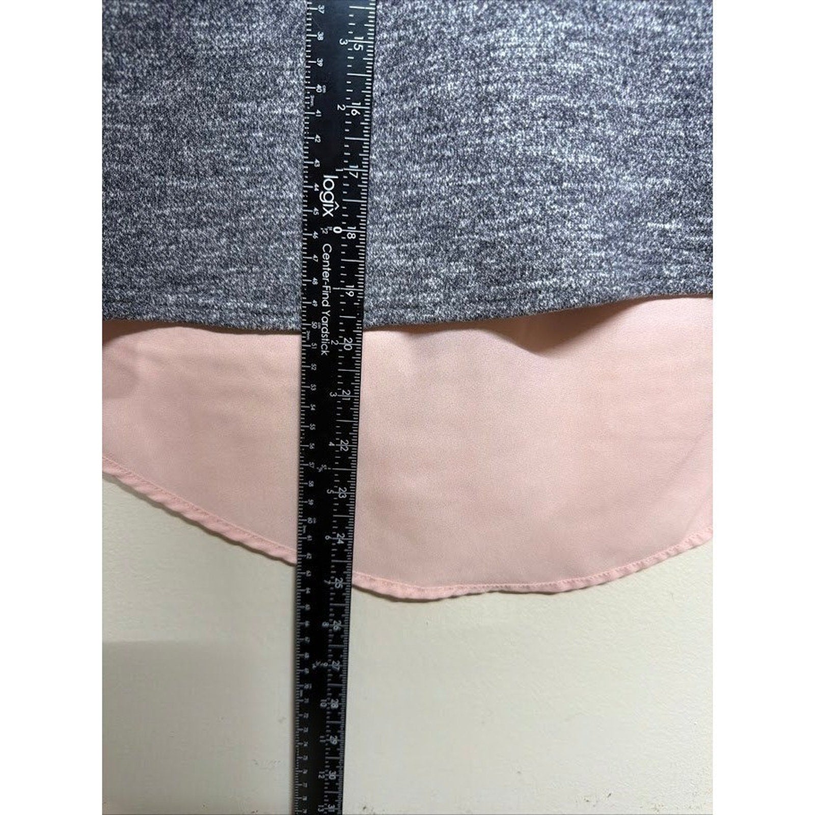 Market & Spruce Gray Pink Layered High Low Hem Top Casual Chic M Chiffon Basic
