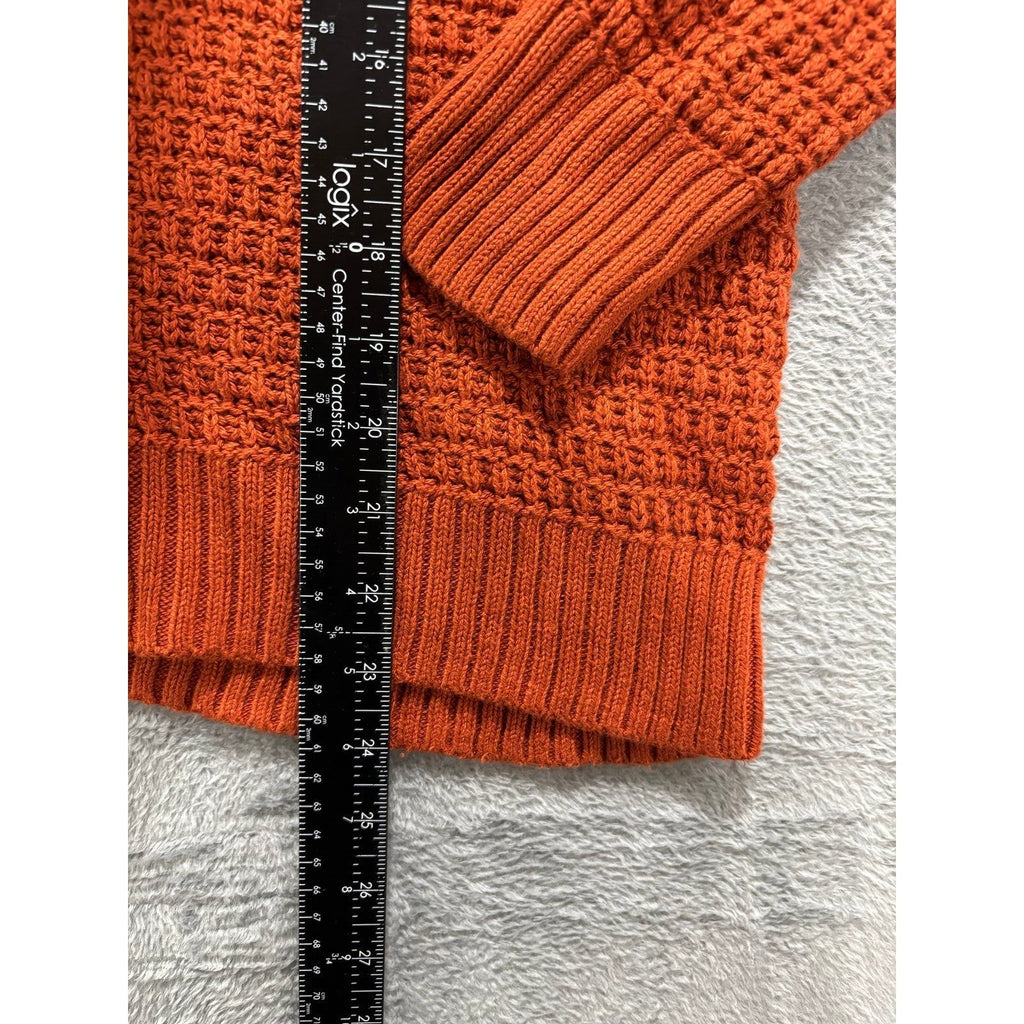 Old Navy Womens M Burnt Orange Waffle Knit Tunic Sweater Boho Casual Cozy