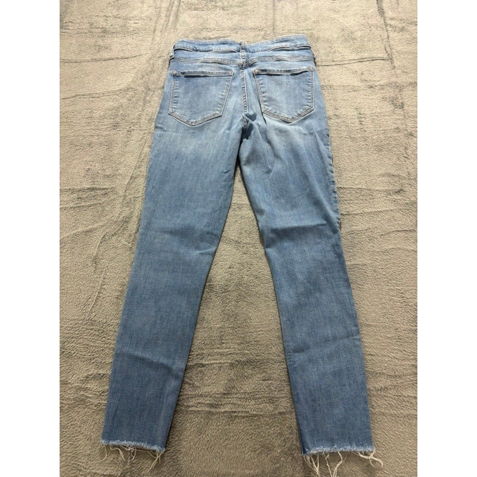 Old Navy Rockstar Super Skinny High Rise Blue Jeans Raw Hem Womens 6 Medium Wash