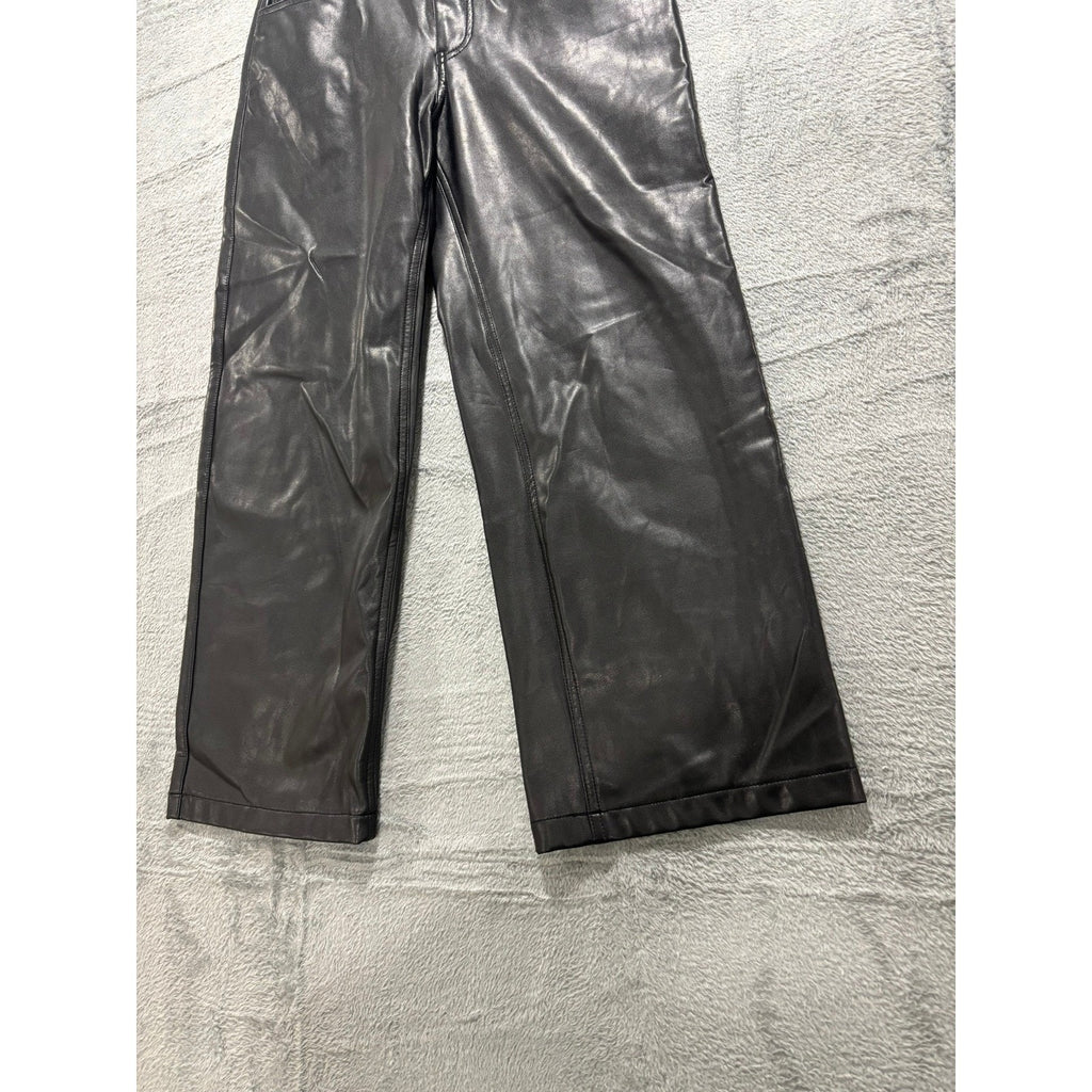 Abercrombie & Fitch The 90s Relaxed Jean Ultra High Rise Vegan Leather Black 28
