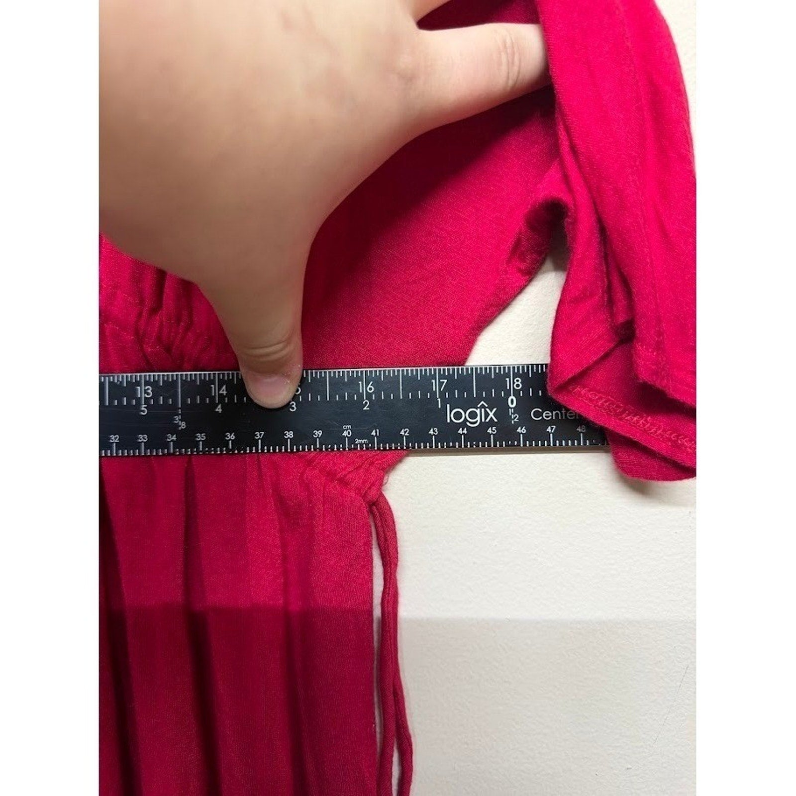 Motherhood Maternity L Red Tunic Top Flowy Babydoll Boho Lagenlook Chic Casual
