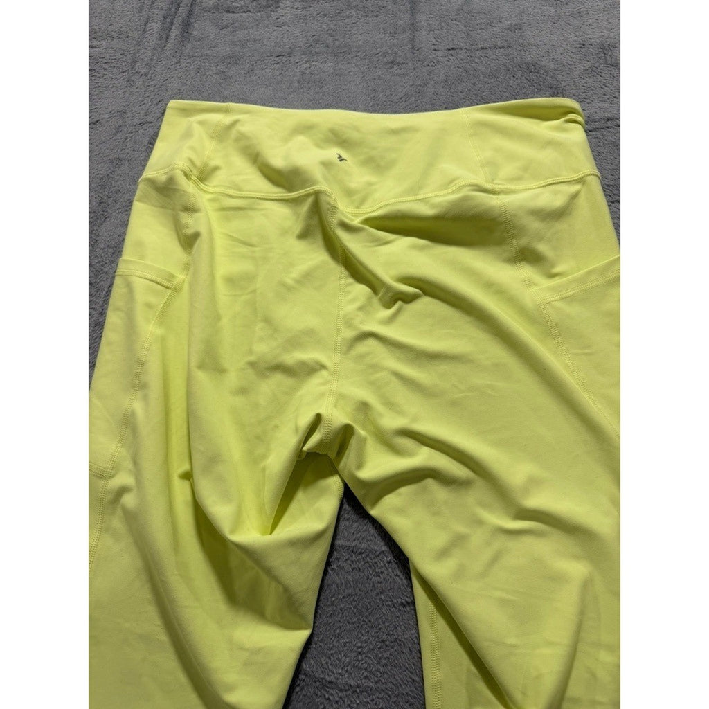 Old Navy Active Powersoft Go-Dry High Rise Leggings XL Neon Yellow Workout
