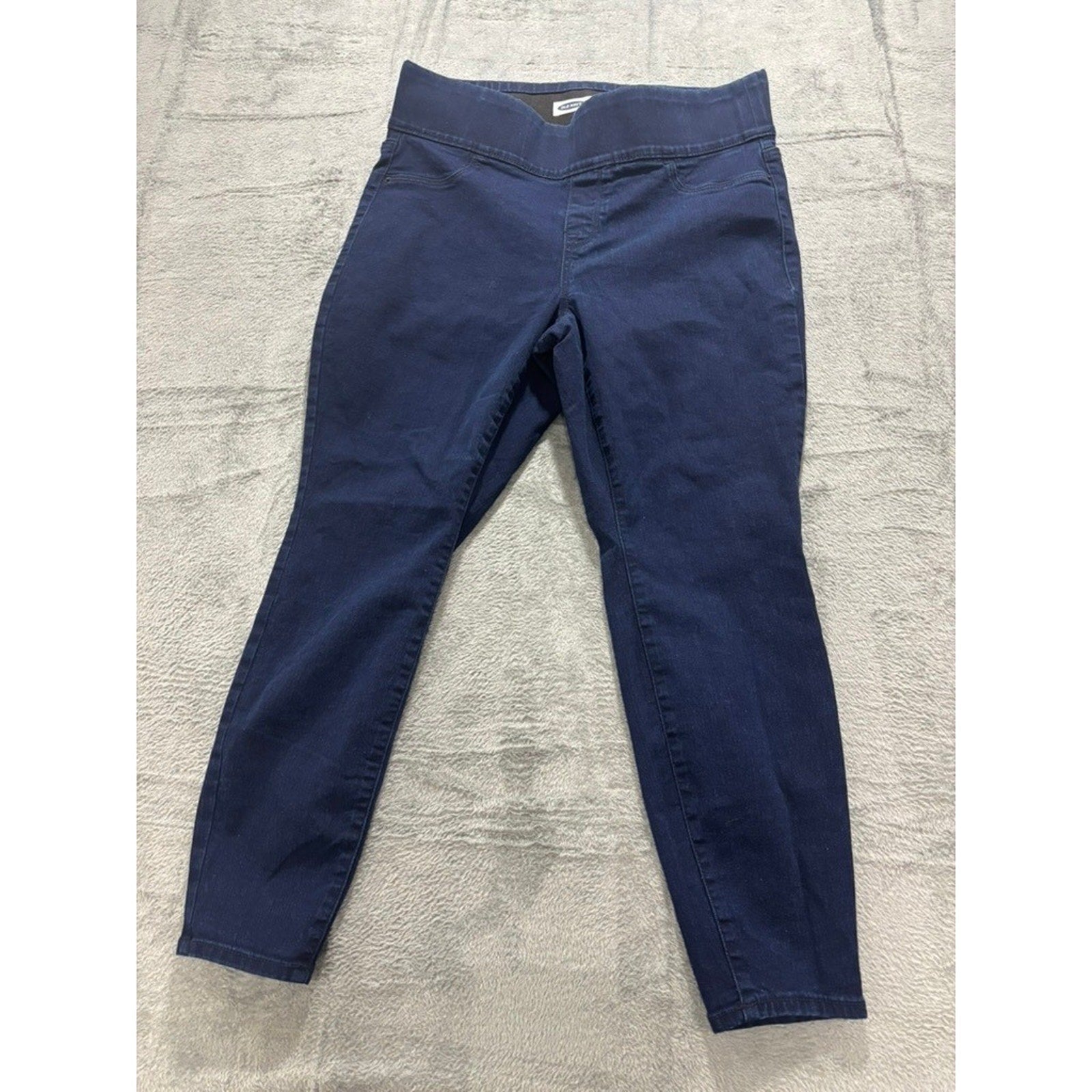 Old Navy Super Skinny Mid Rise Pull On Jeggings Dark Wash Indigo 16 Plus Short