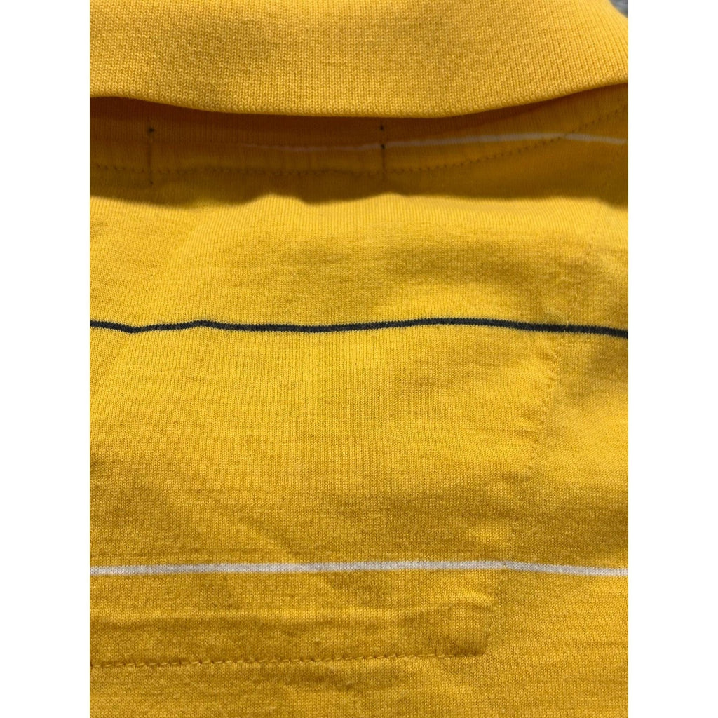 Nautica L Yellow Striped Short Sleeve Polo Shirt Mens Casual Preppy Vintage