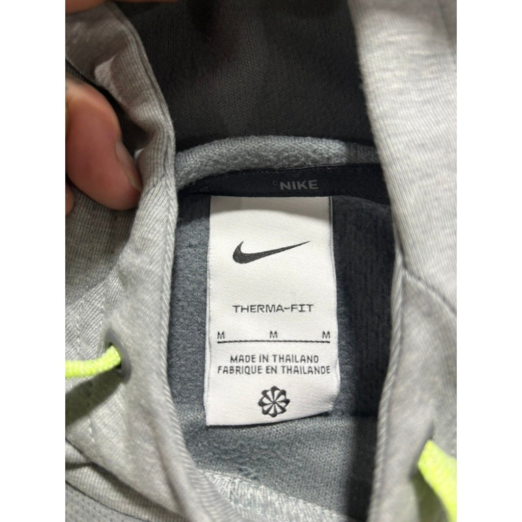 Nike M Gray Therma-FIT Pullover Hoodie Womens Crewneck Swoosh Logo Athleisure