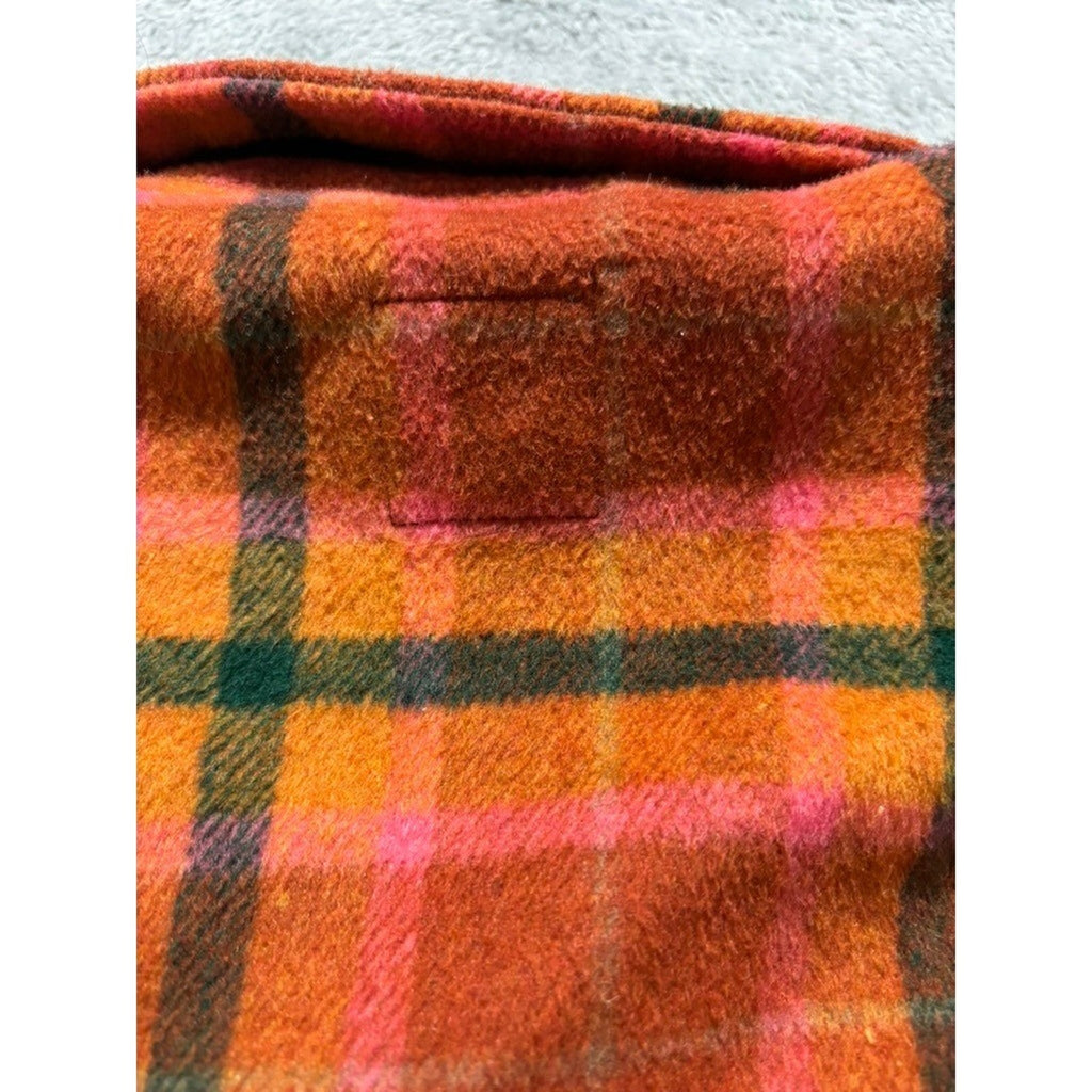 Wild Fable Womens XS Orange Plaid Shacket Button Up Jacket Vintage Boho Cozy