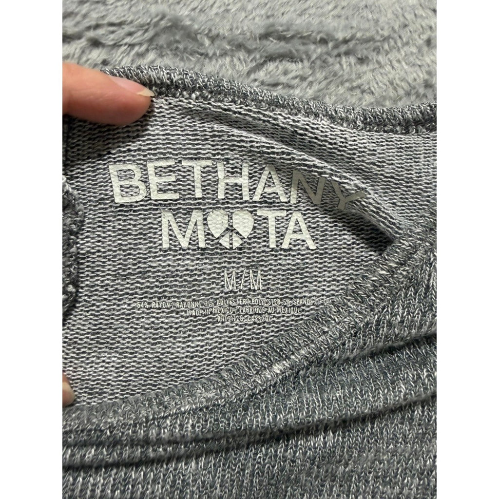 Bethany Mota Pug Life Graphic Knit Top Womens Medium Gray Casual Cute