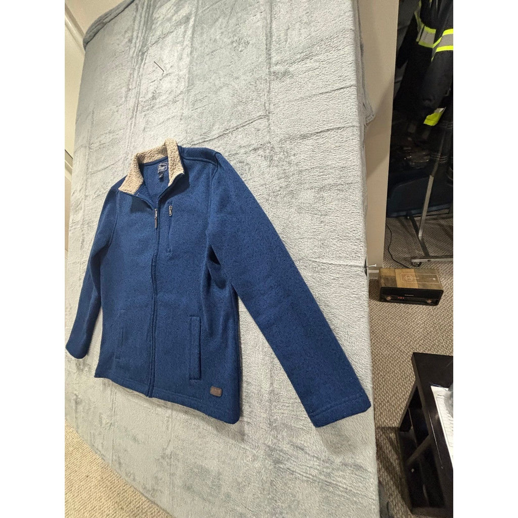 G.H. Bass & Co. Mens L Blue Full Zip Fleece Jacket Casual Cozy Outdoorsy