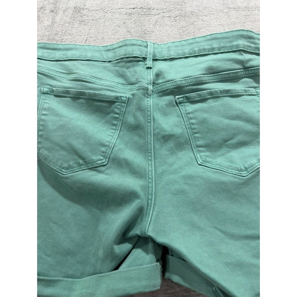 Old Navy Womens Distressed Denim Shorts Seafoam Green Cuffed Size 16 Mid Rise