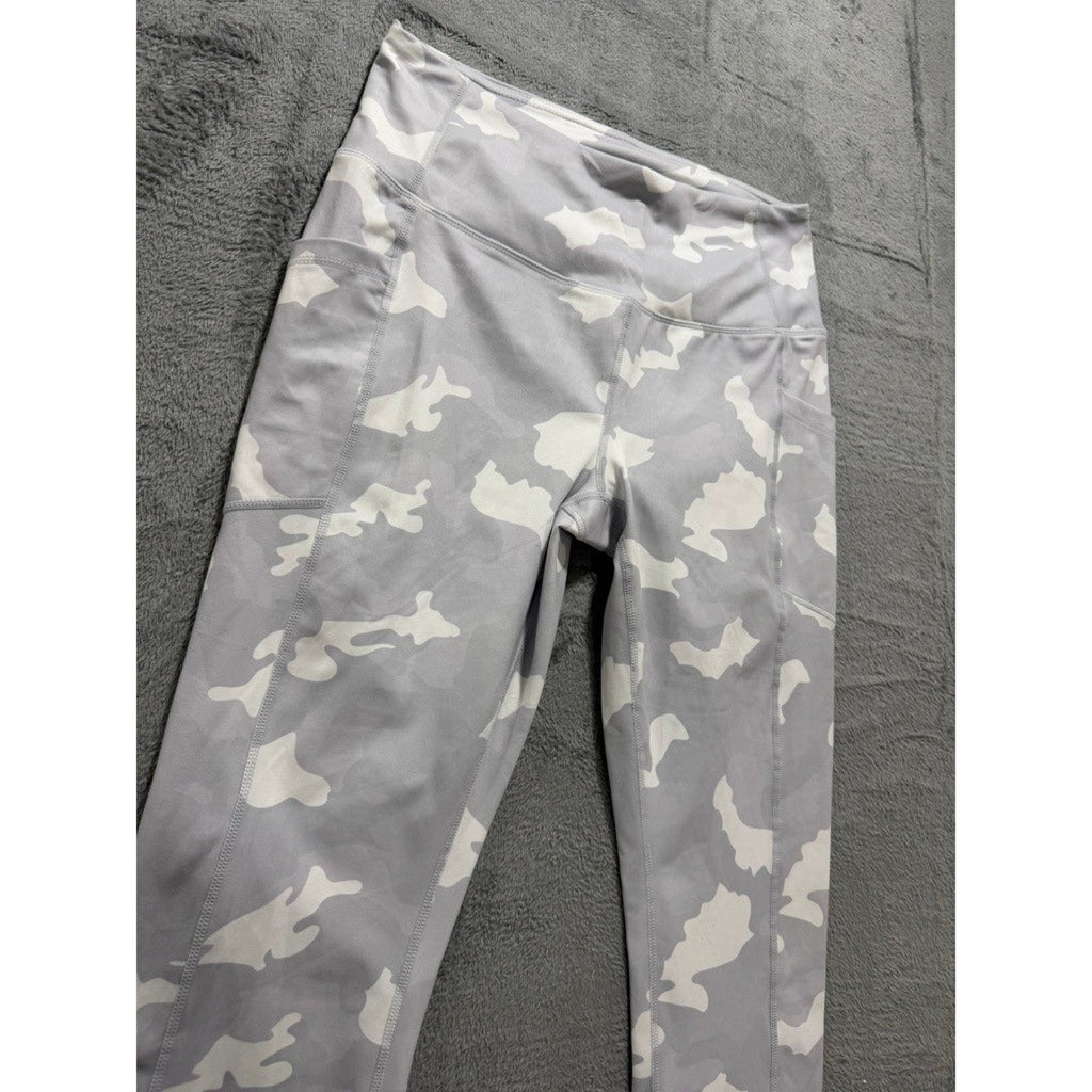 Yogalicious Lux Grey Camo High Waist Leggings XL Pockets Buttery Soft Gym