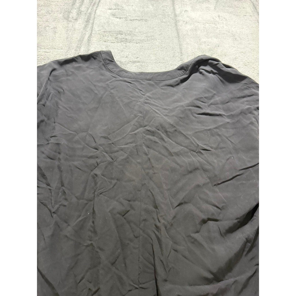 Gap Womens XL Black V-Neck Short Sleeve Rayon Shift Dress High Low Hem