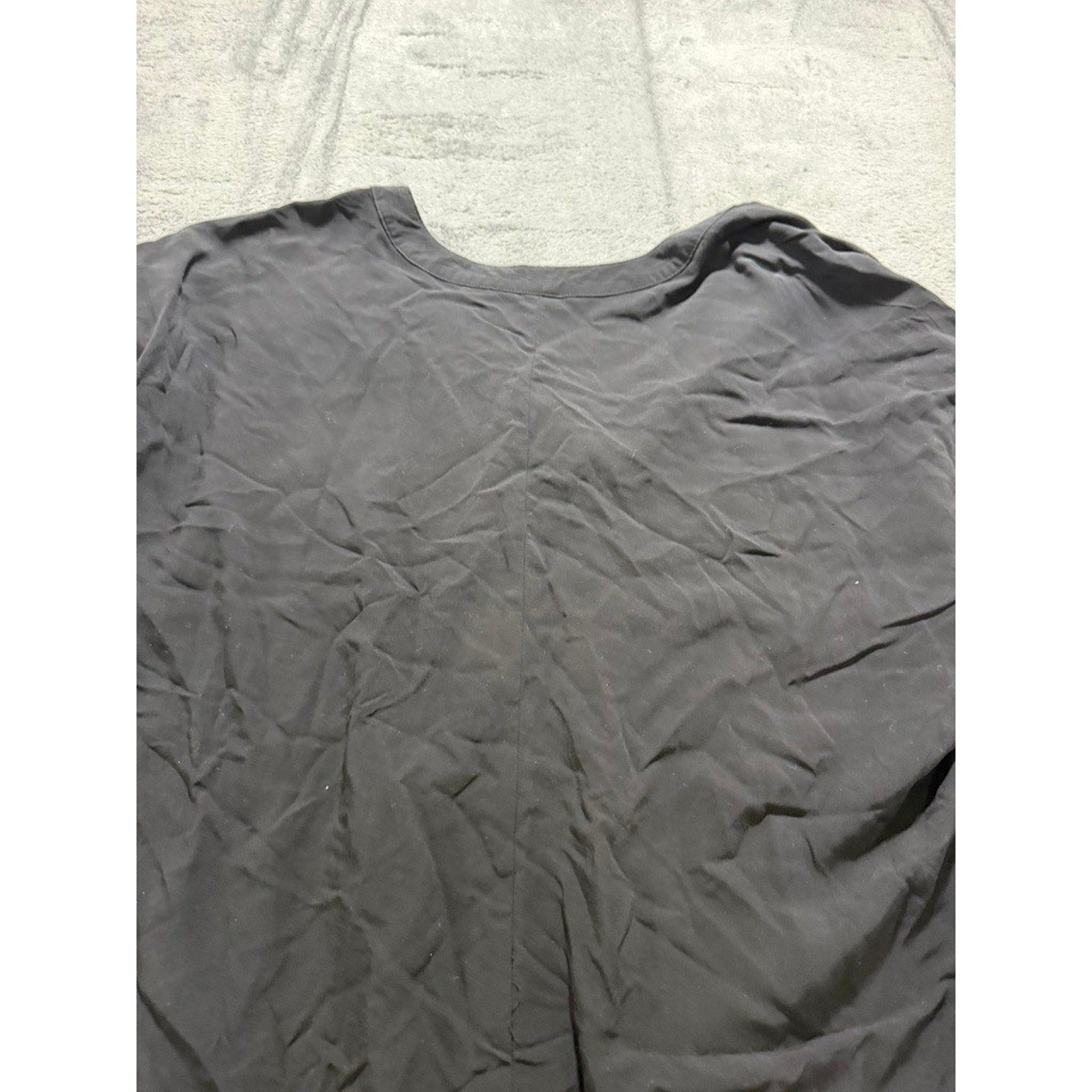 Gap Womens XL Black V-Neck Short Sleeve Rayon Shift Dress High Low Hem