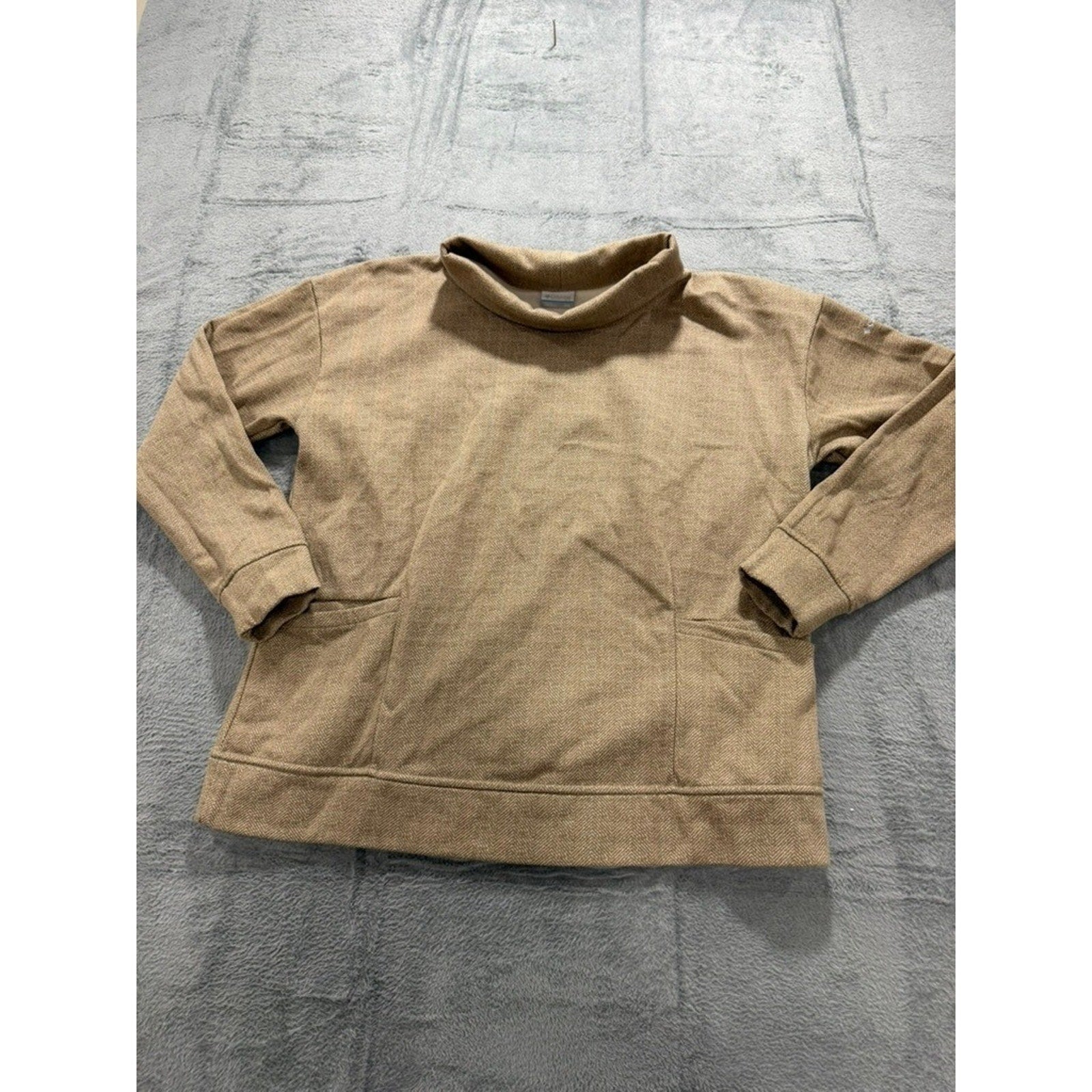 Columbia Women XXL Tan Herringbone Cowl Neck Fleece Pullover Sweatshirt Gorpcore