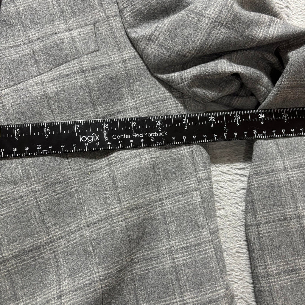 Mens 42R Gray Plaid Slim Fit Blazer Sport Coat Two Button Wool Blend Preppy