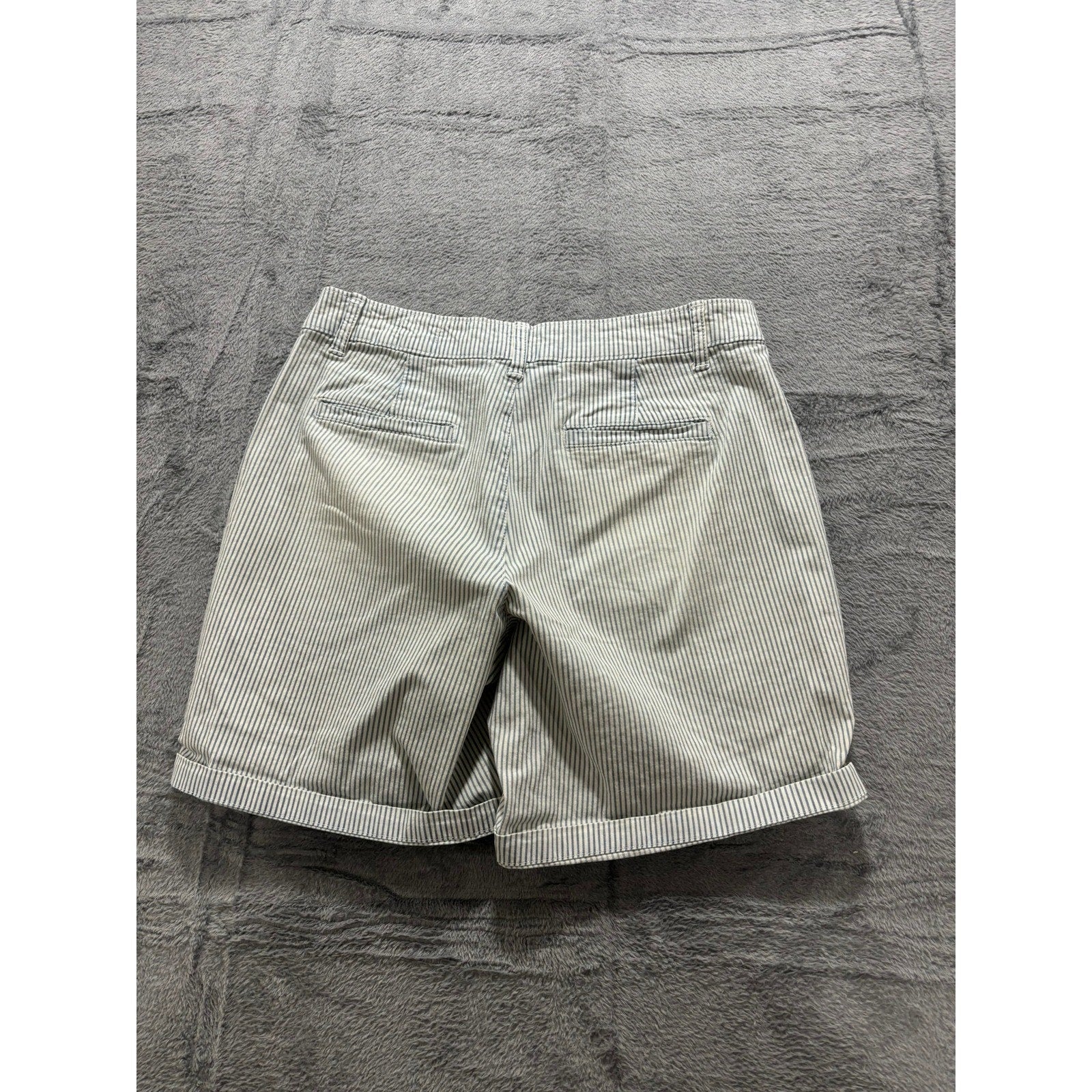 Gap Chino Shorts Womens Size 2 Blue White Stripe Rolled Hem Preppy Casual